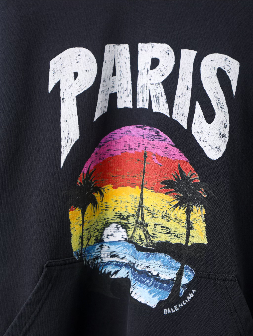 Item ID 8144 Balenc1aga- Paris -2023ss- Hawaii only - palm tree PARIS printed hoodi