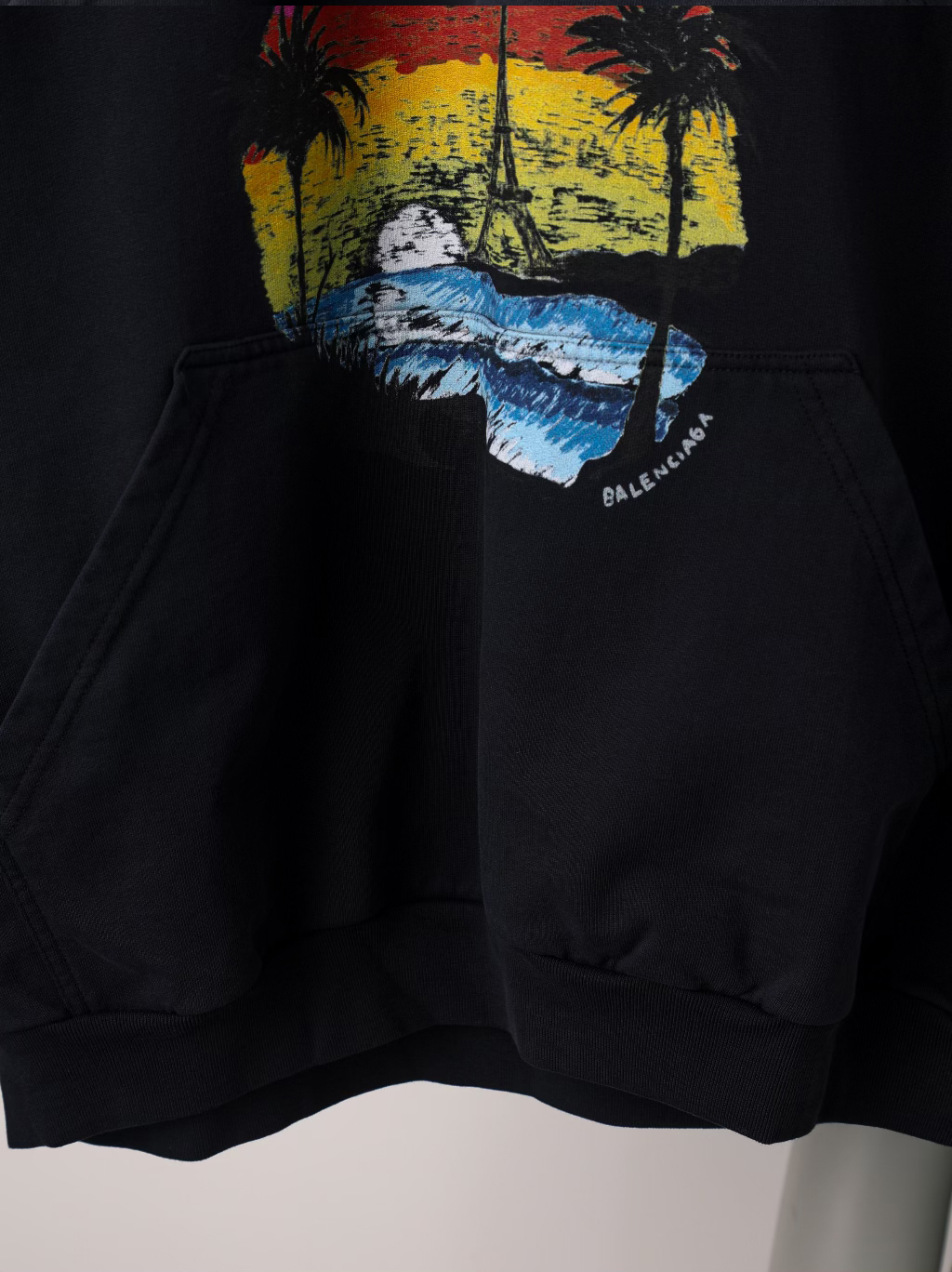 Item ID 8144 Balenc1aga- Paris -2023ss- Hawaii only - palm tree PARIS printed hoodi