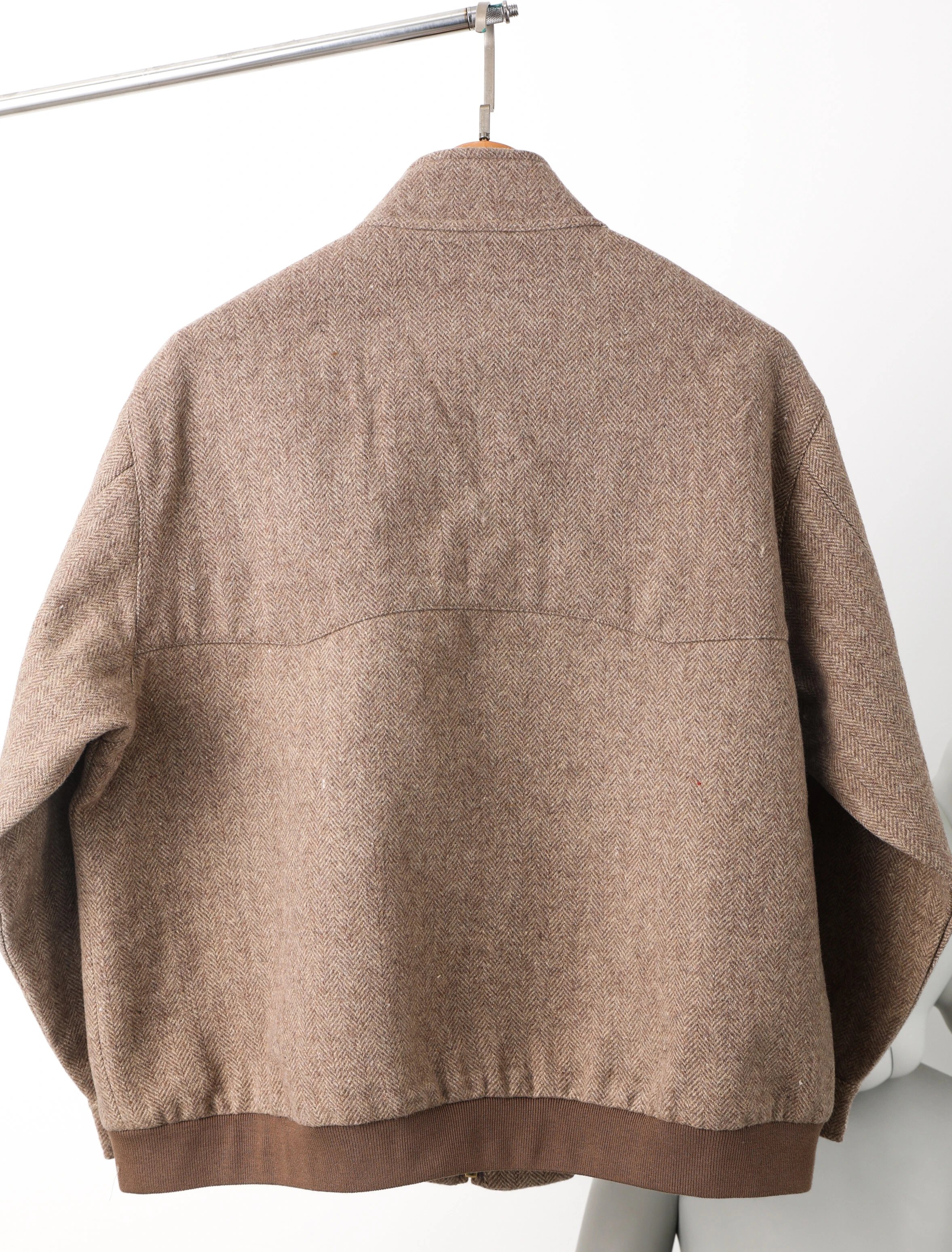  Item ID 8035 M1u-Miu-2024-ss-herringbone wool Harrington jacket - stand collar work