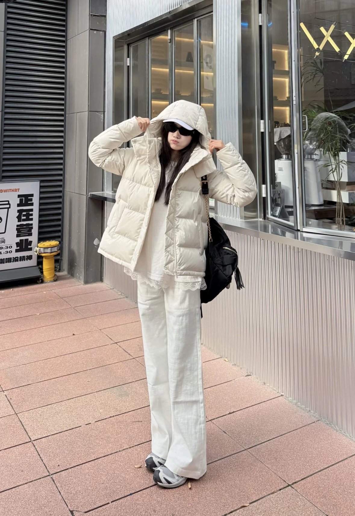 Item ID 8120 Lulu UnderwPuff Series -600 Puff Down Coat - Tri Color - Rice White -