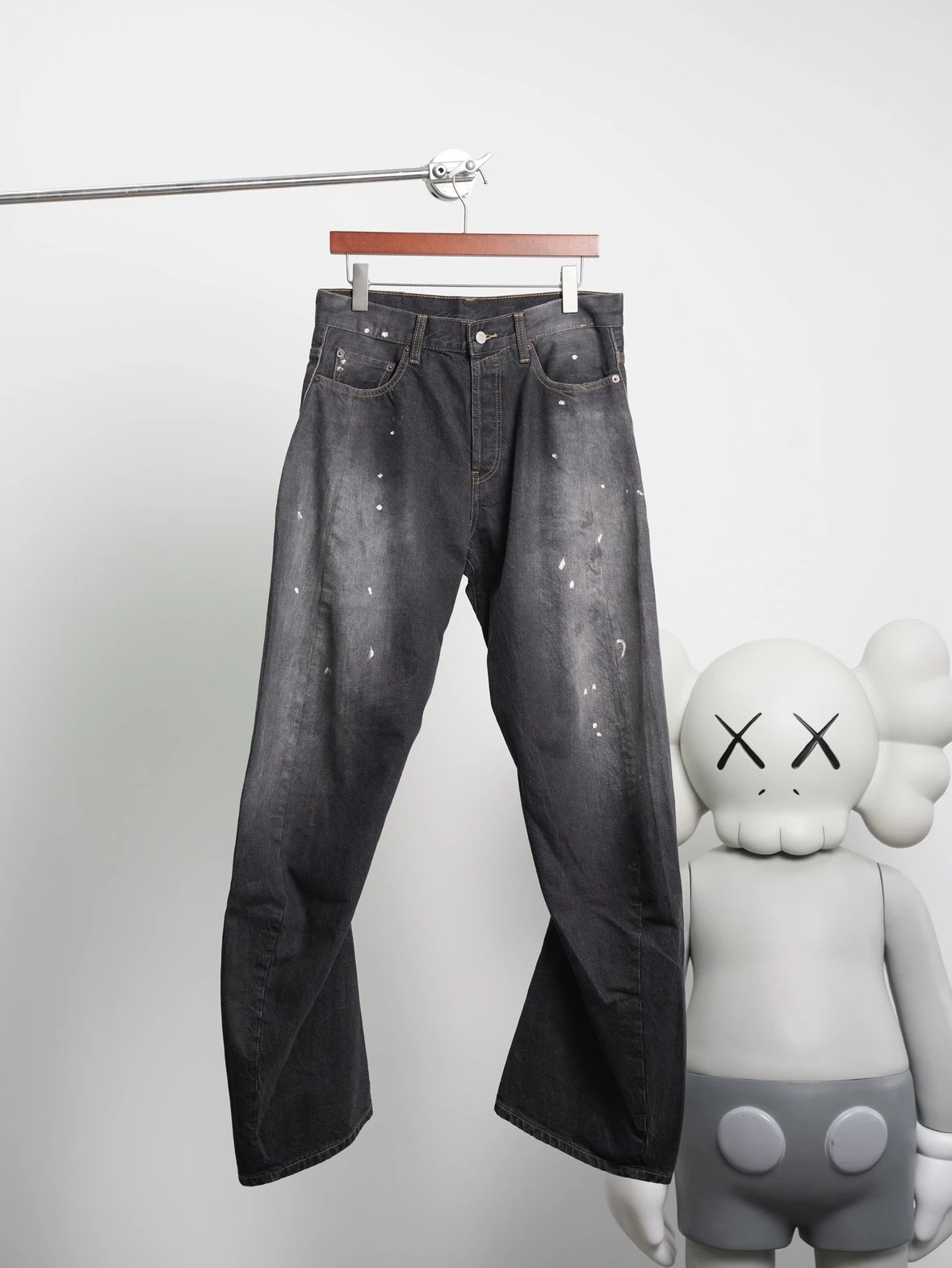 Item ID 8336 Acne Studios SS25-2006F Ink Splashed Loose Low Waist Wide Leg Ultra Lo