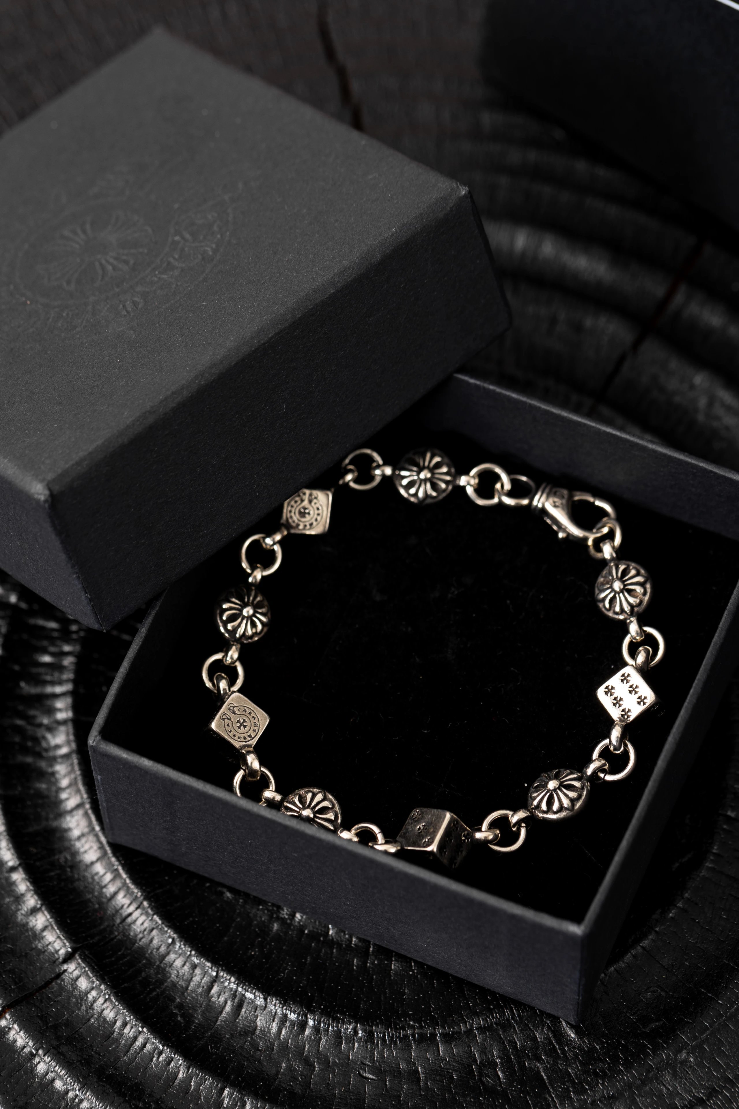 Item ID 8375 Chrome-Hearts- Crow heart - Cross dice bracelet -925 silver - Crow Hea