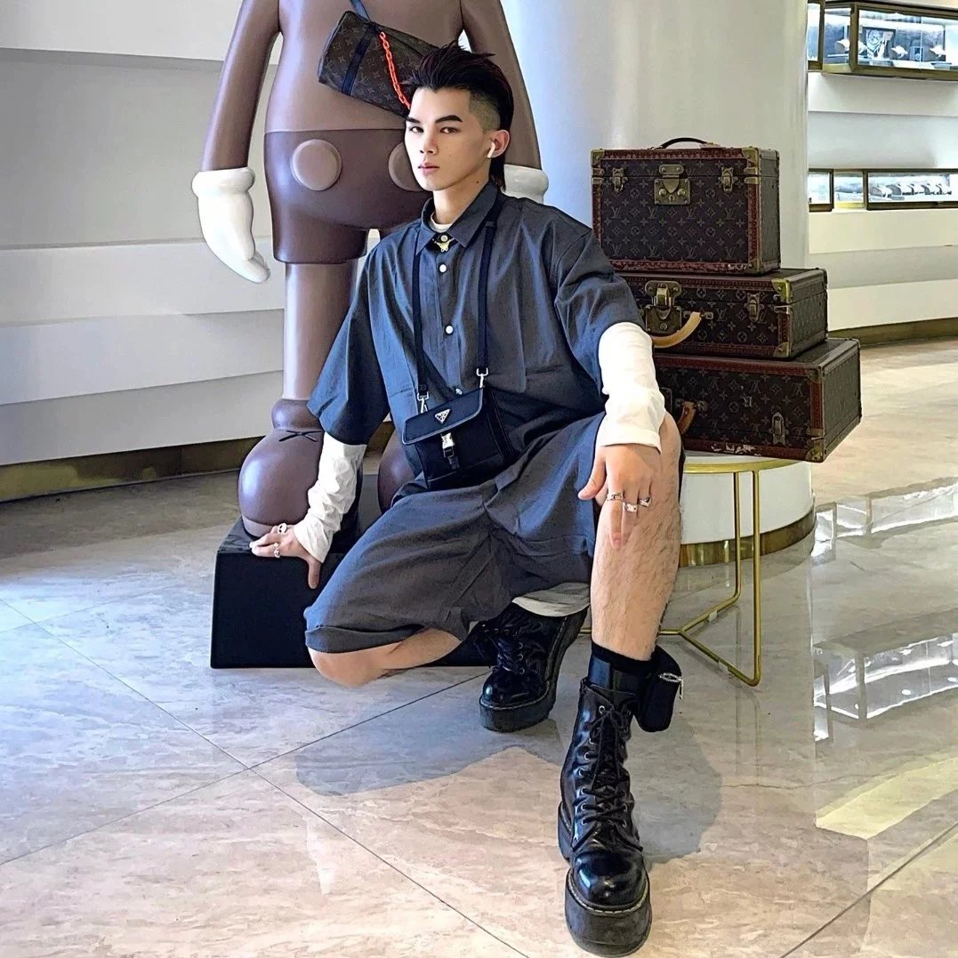 Item ID 8506 Prad Nylon Leather Phone Bag (Tested to hold 2 Max models - with card