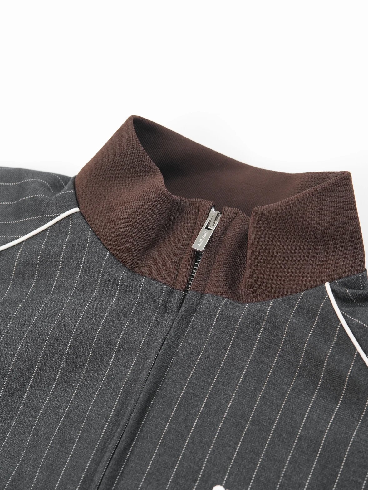 Item ID 8045 Miu Miu “100% cotton wool ”FW25 Qixi series striped zipper stand colla