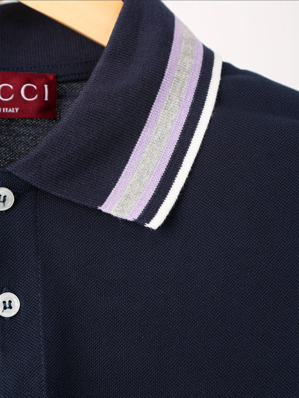 Item ID 8313 GUCC1-GC-2024Ss-Basic striped collar polo shirt - High setting bead co