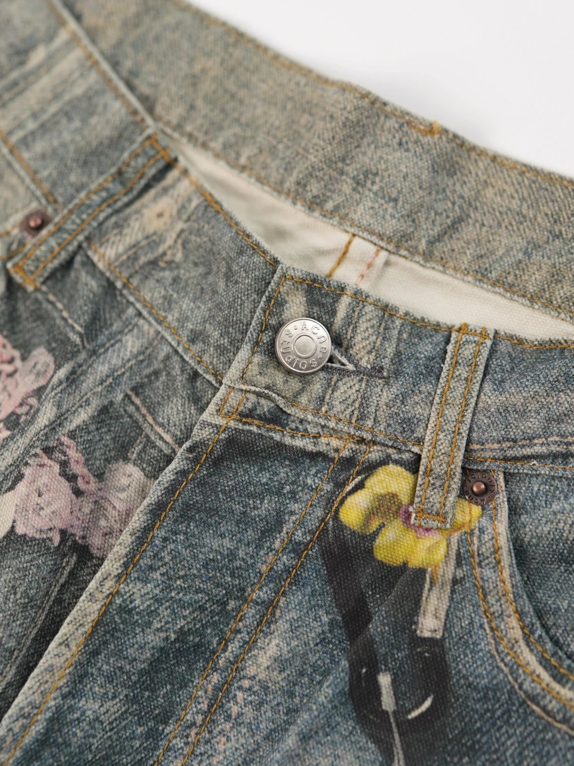 Item ID 8338 Acne-Studios-SS25 candy chain 3D printed jeans -“ full color 3D Conley