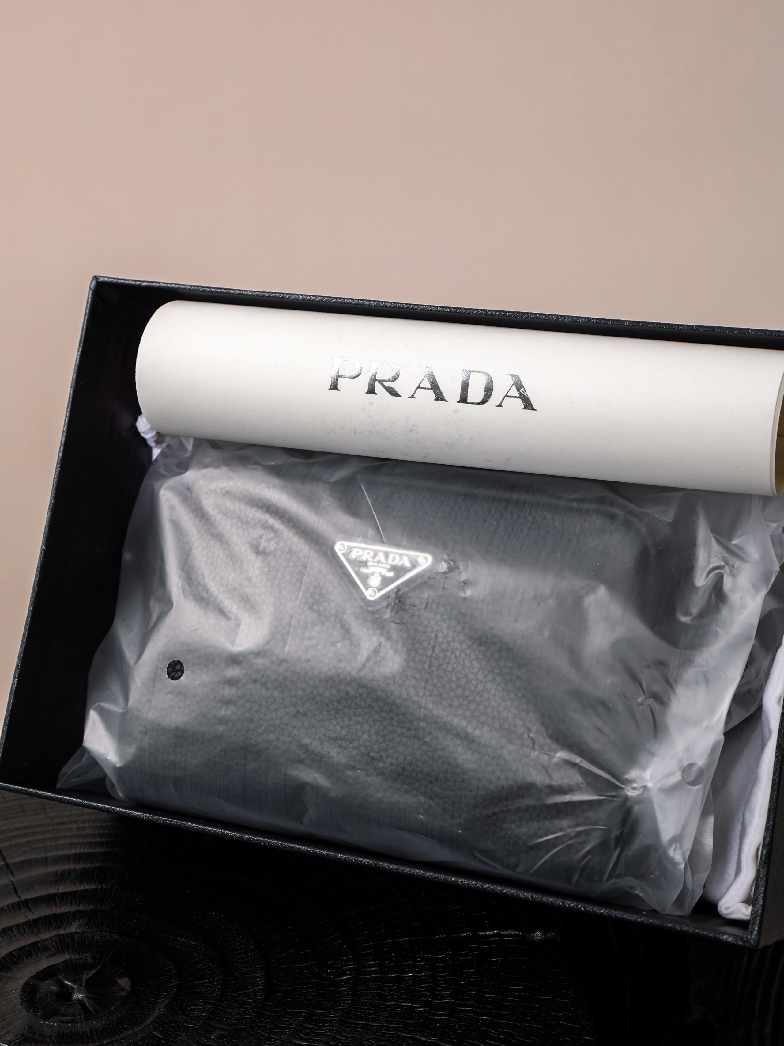 Item ID 8504 Pr@da- Prada - Fully Inlaid Leather - Vitello Dino - Metal Triangle Se