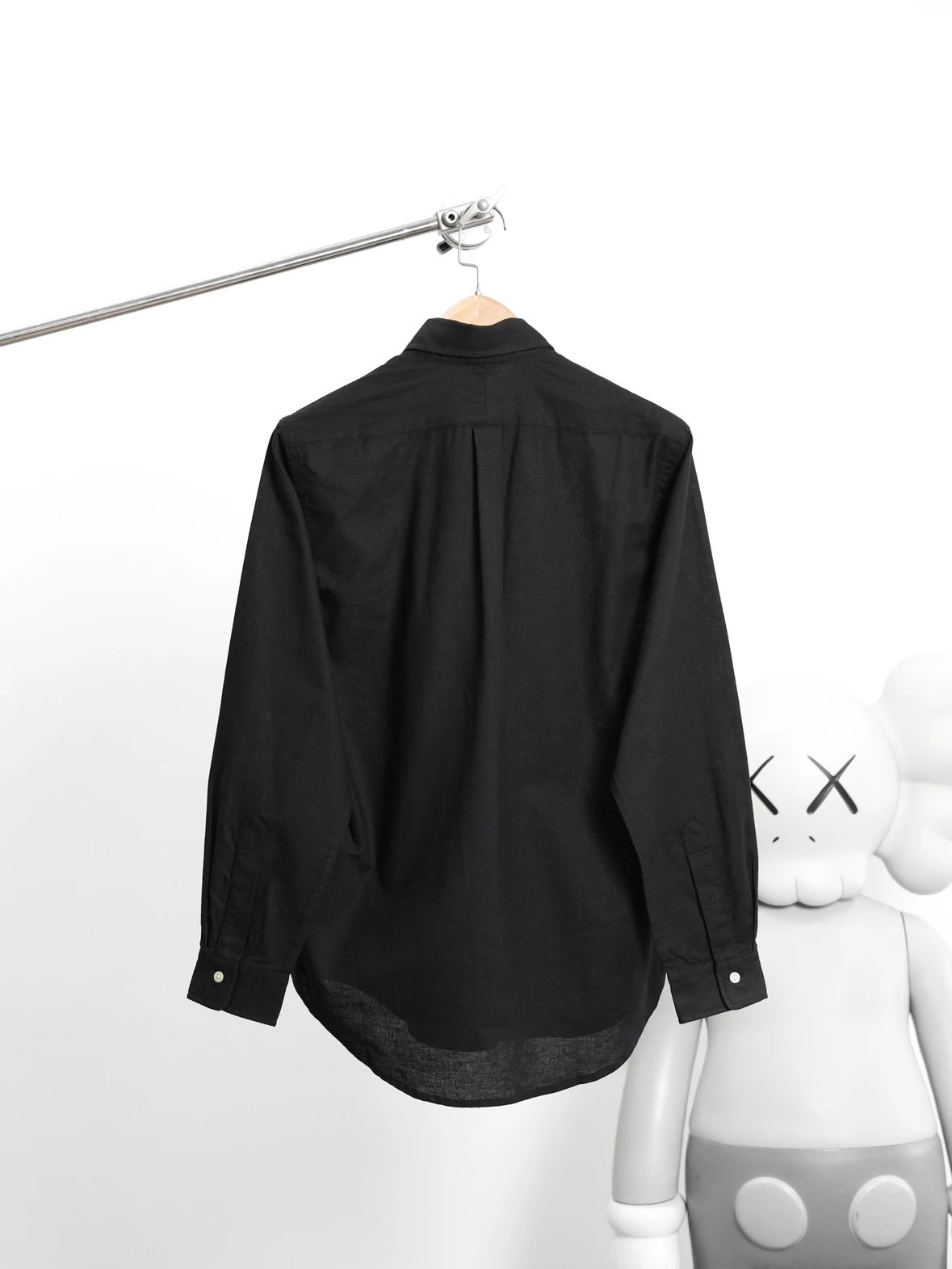 Item ID 8224 Ralph SS25 pony logo embroidered long sleeved cotton linen shirt - bla