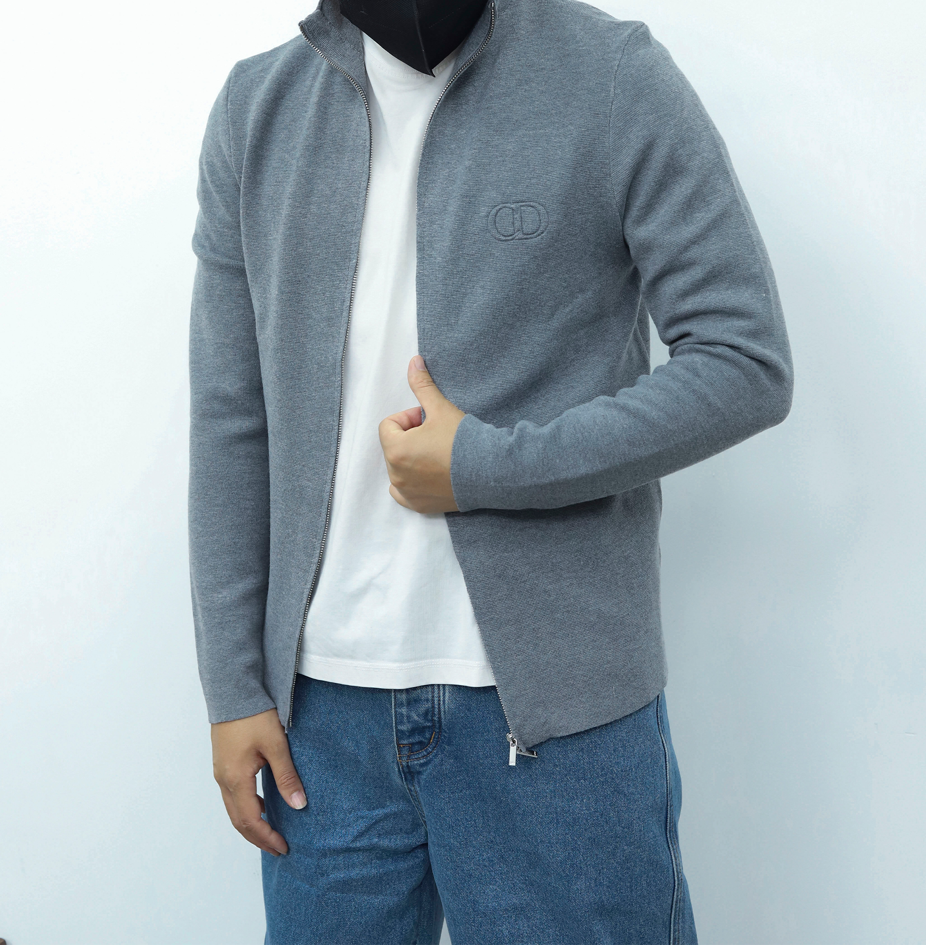 Dior立领拉链毛衣 灰色