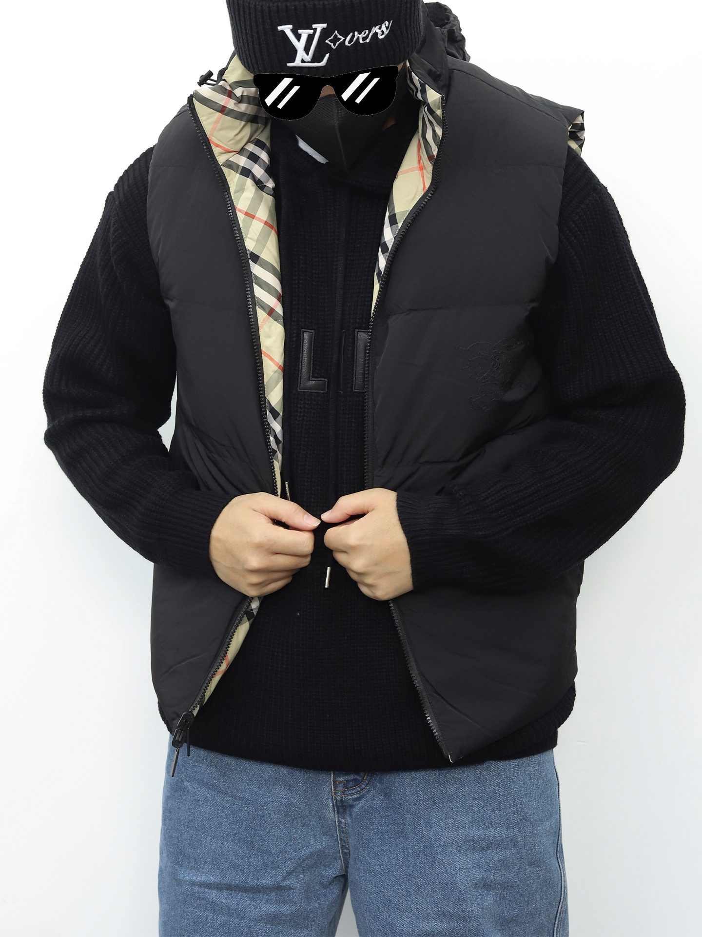 BBR两面穿羽绒马甲 格子