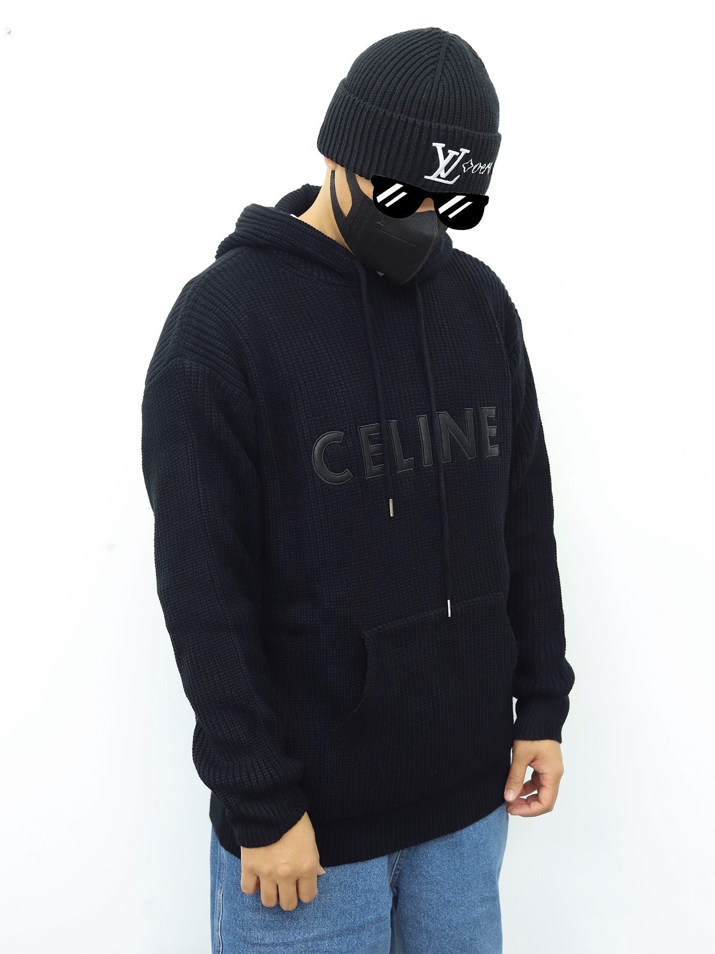 celine针织连帽卫衣 黑色