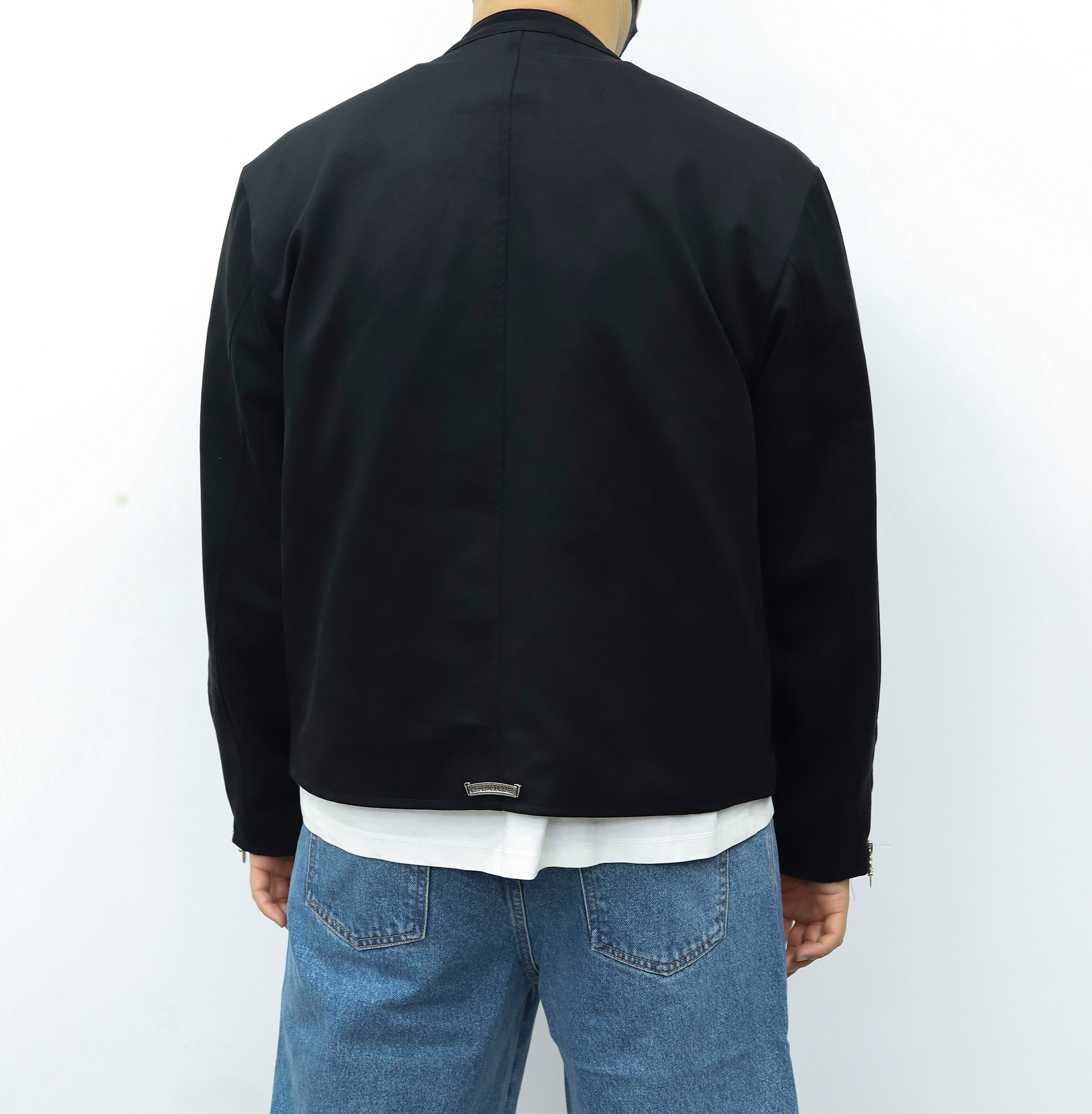 克罗心顺滑棉质拉链夹克 黑色