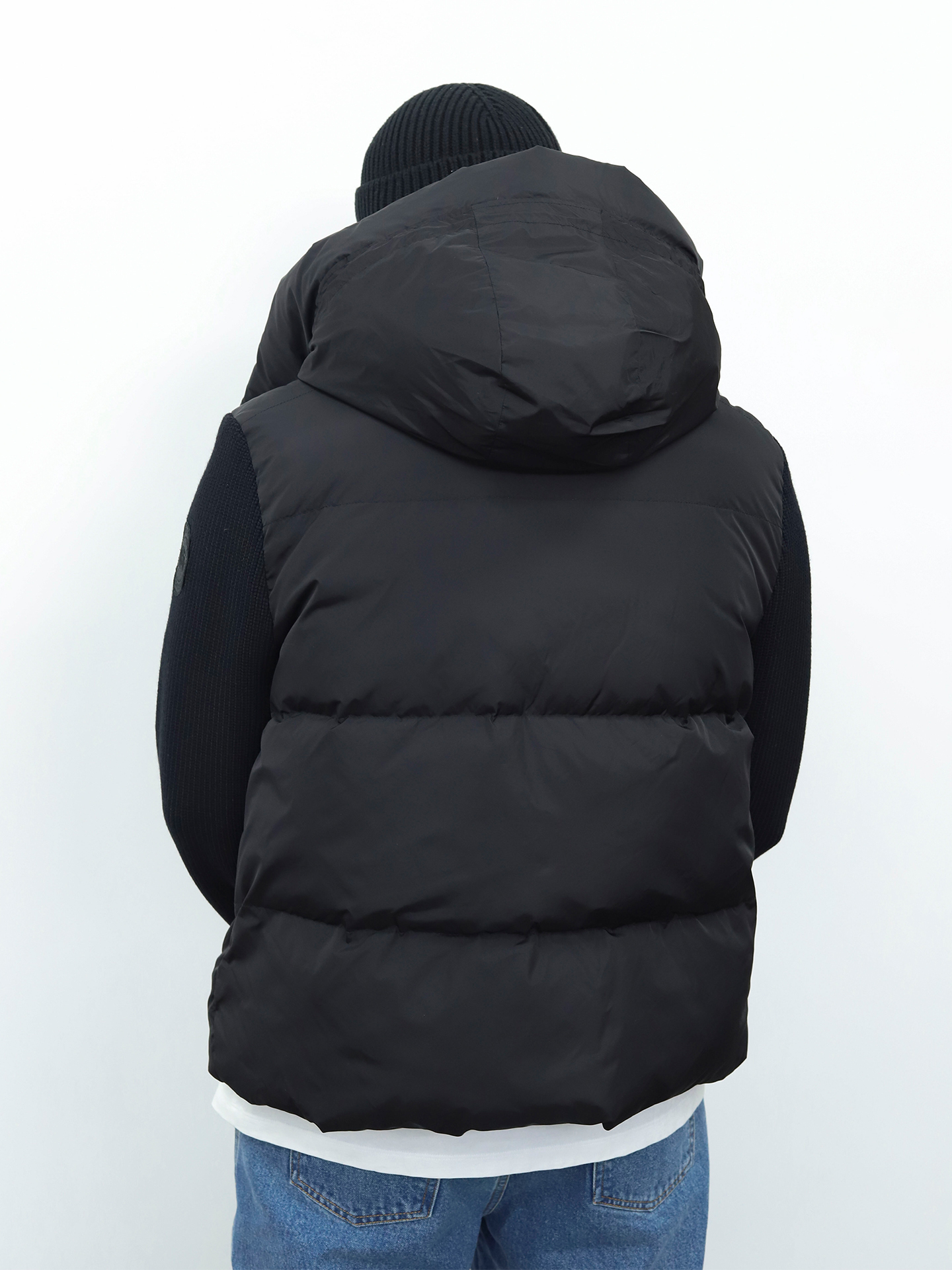 CG大鹅针织袖羽绒服 黑色