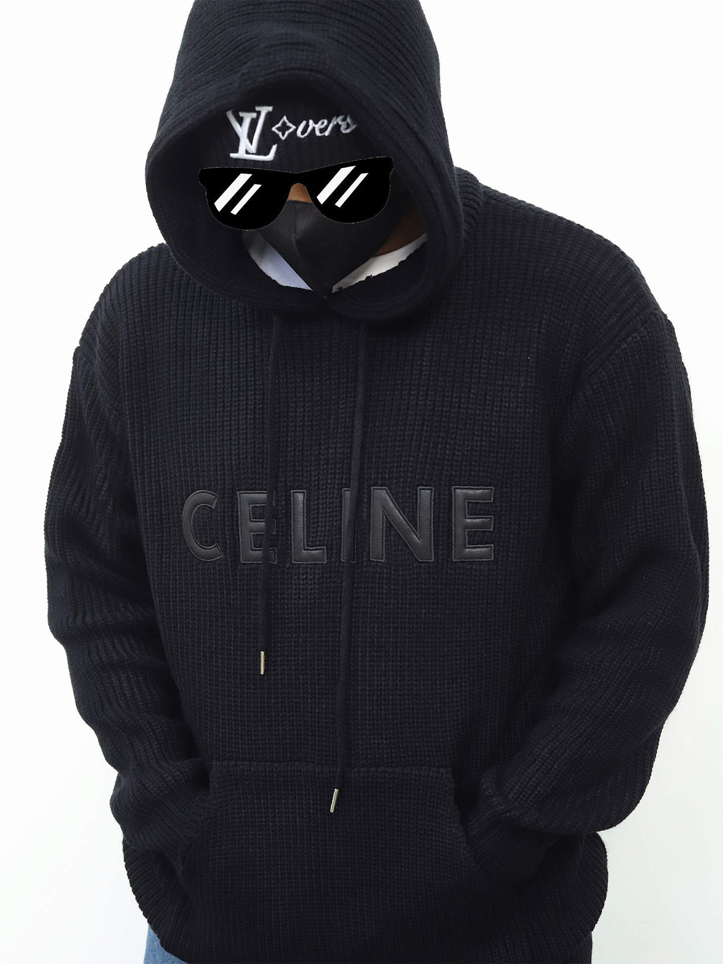 celine针织连帽卫衣 黑色