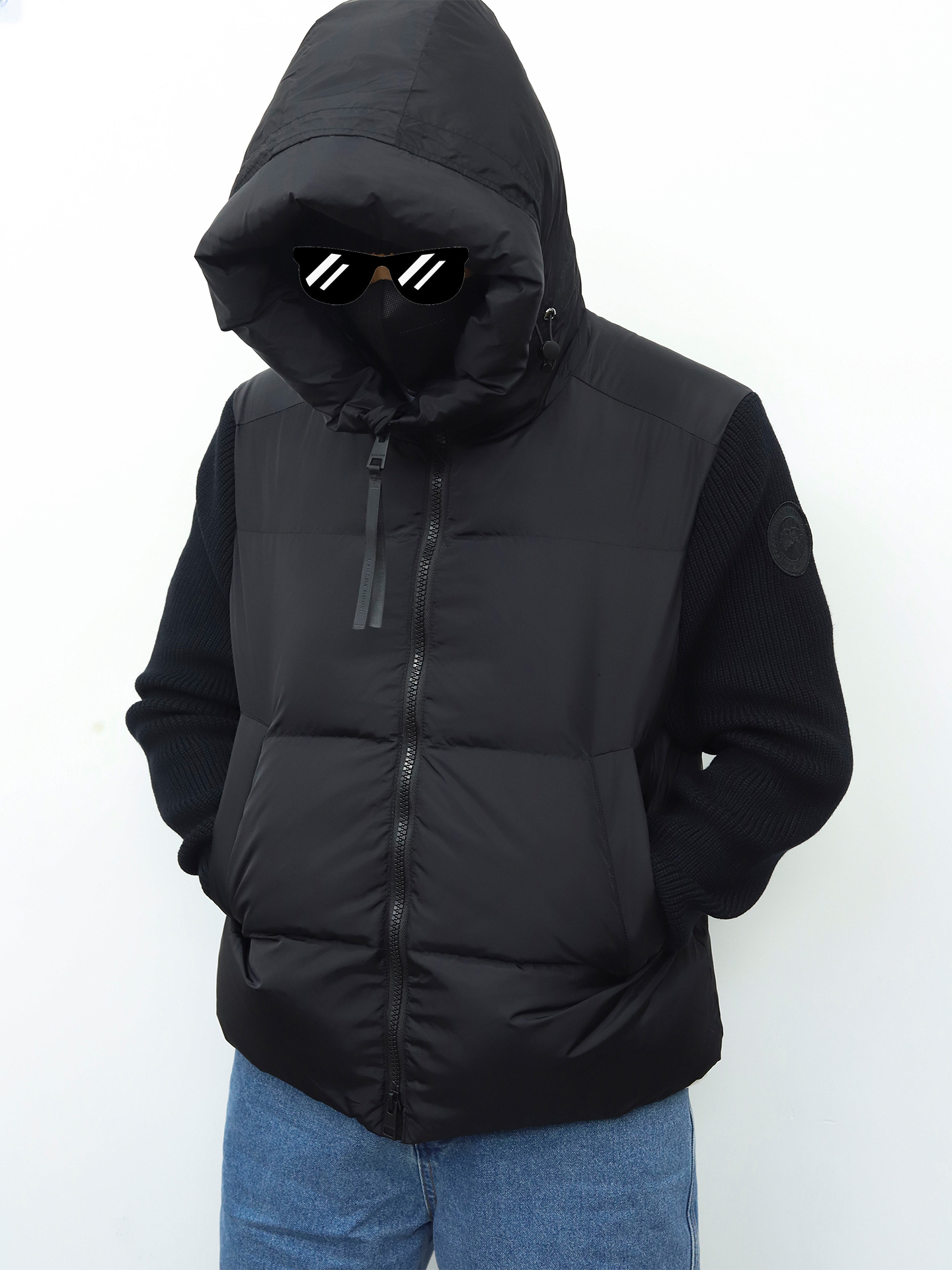 CG大鹅针织袖羽绒服 黑色