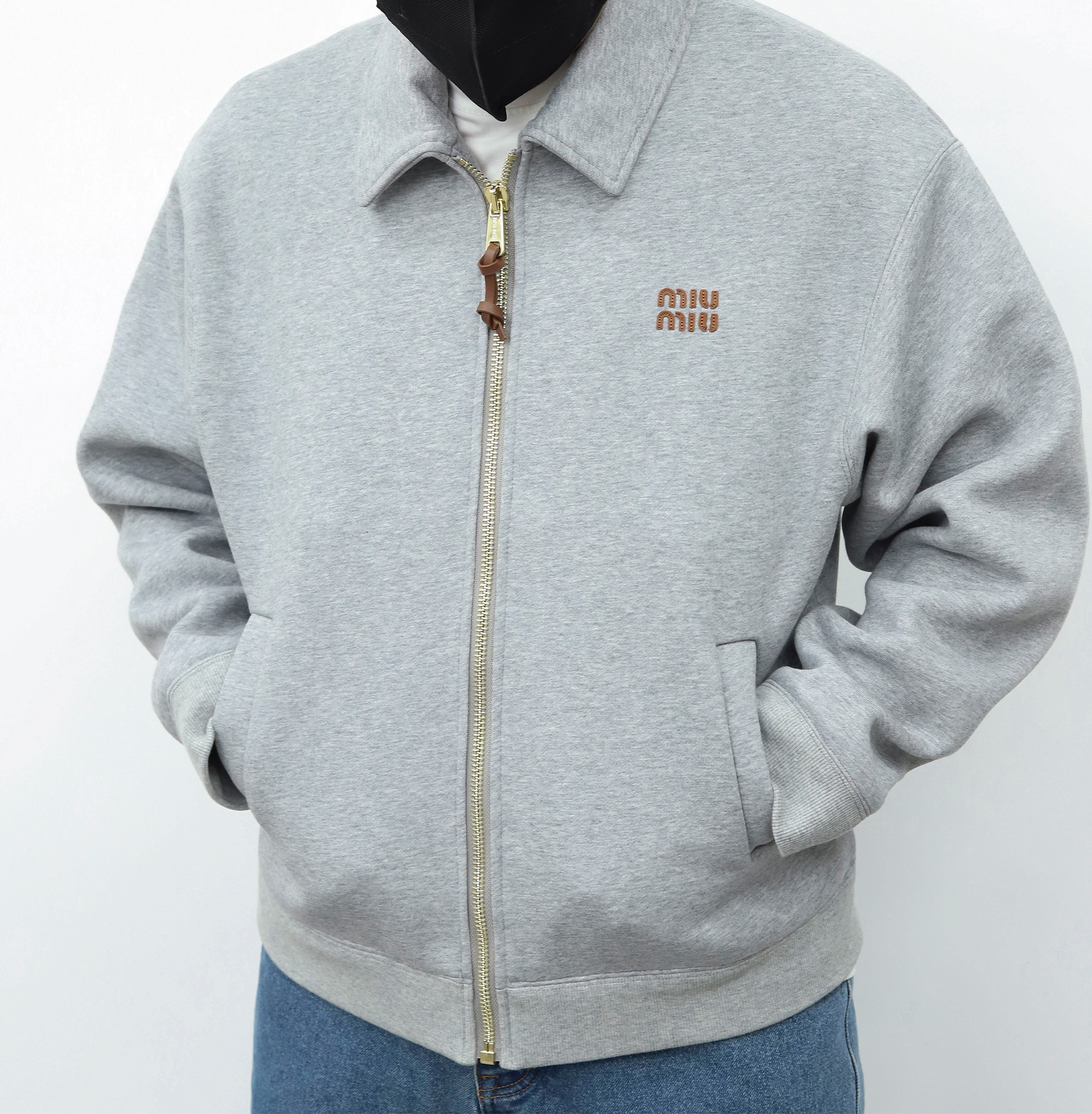MiuMiu领子拉链外套 灰色