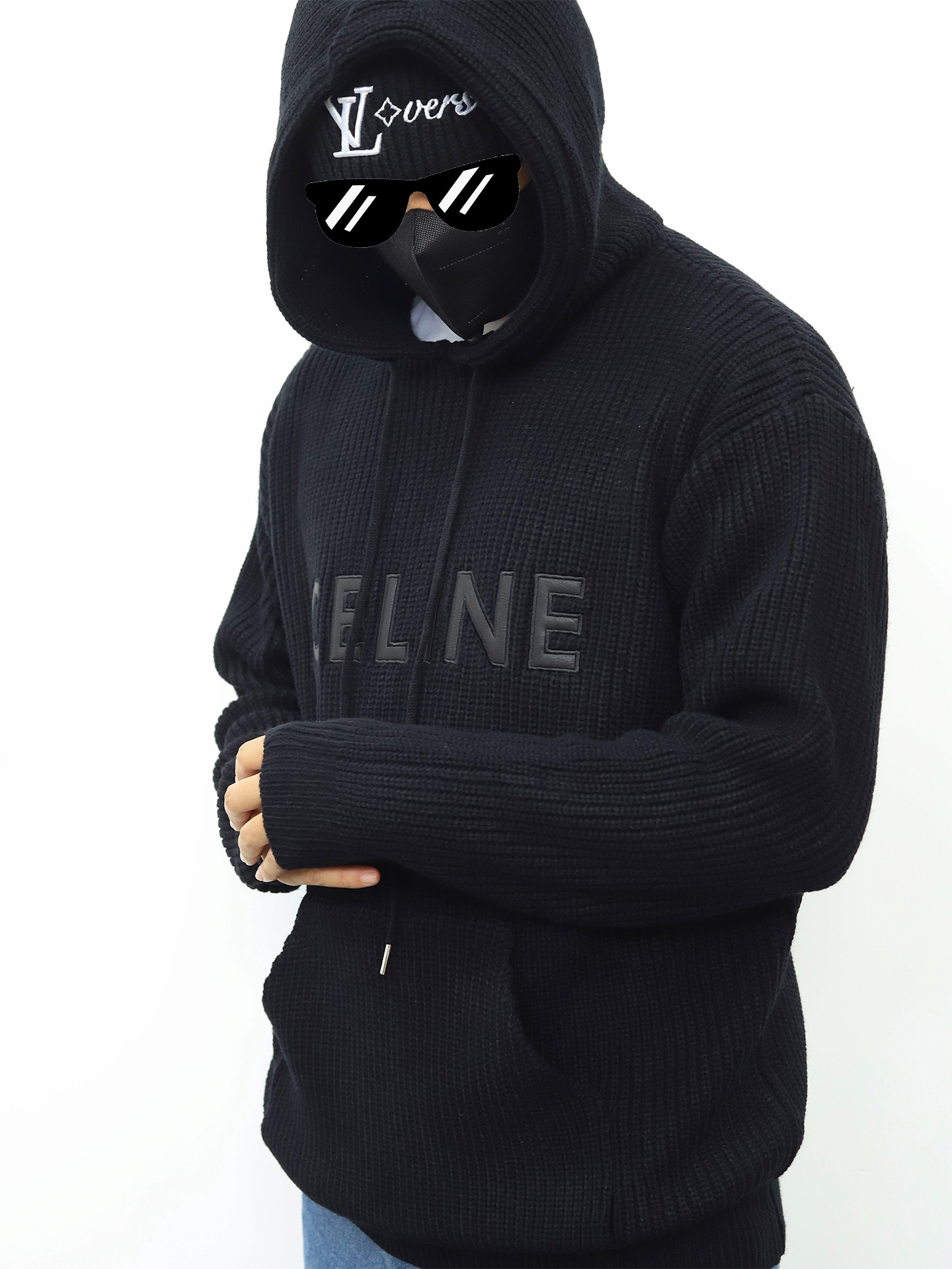 celine针织连帽卫衣 黑色