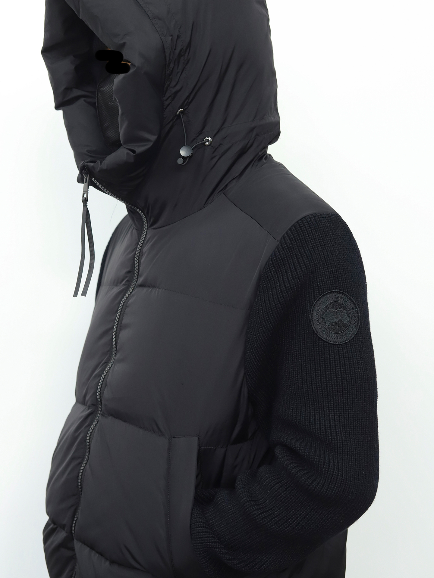 CG大鹅针织袖羽绒服 黑色