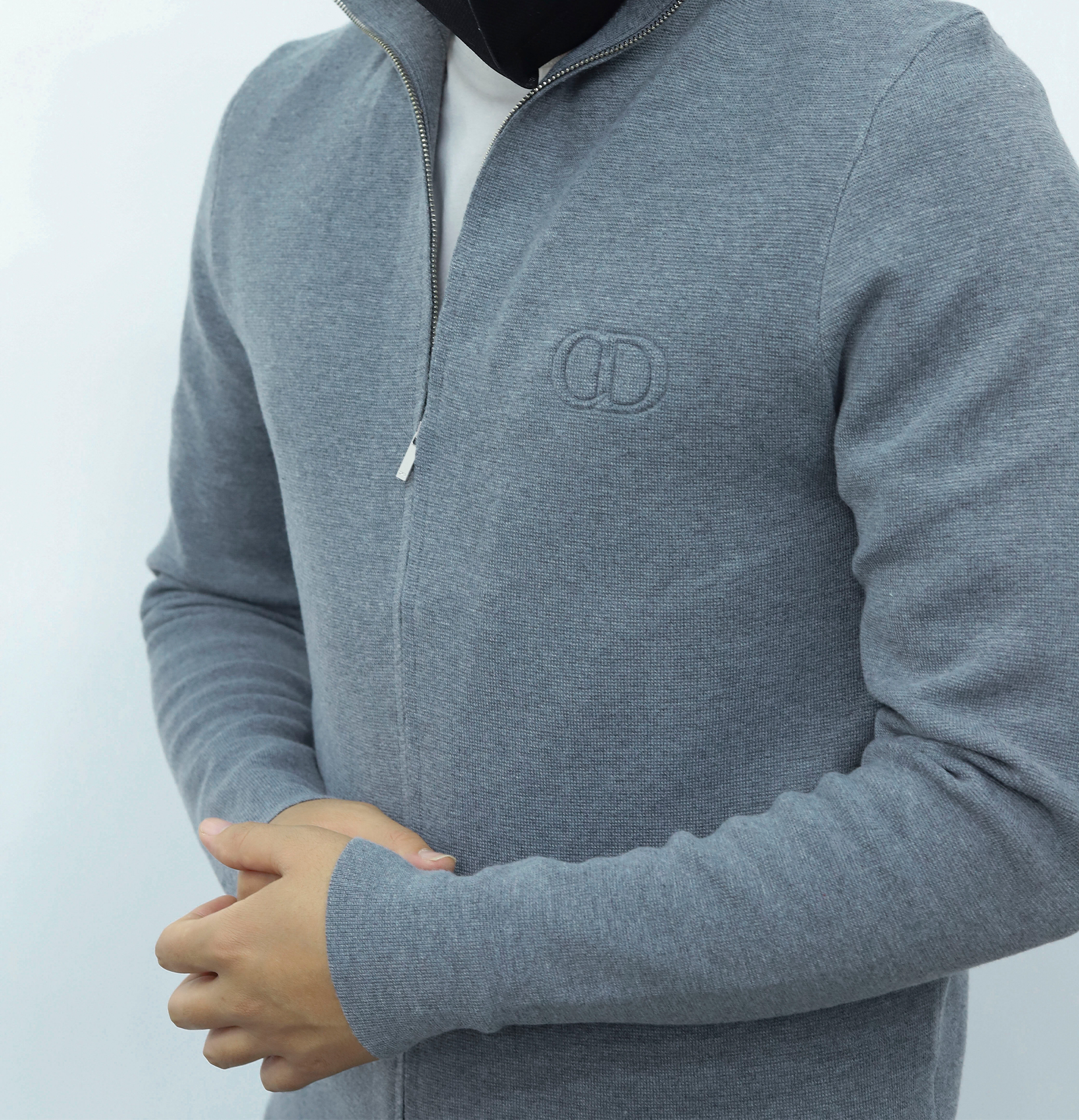 Dior立领拉链毛衣 灰色