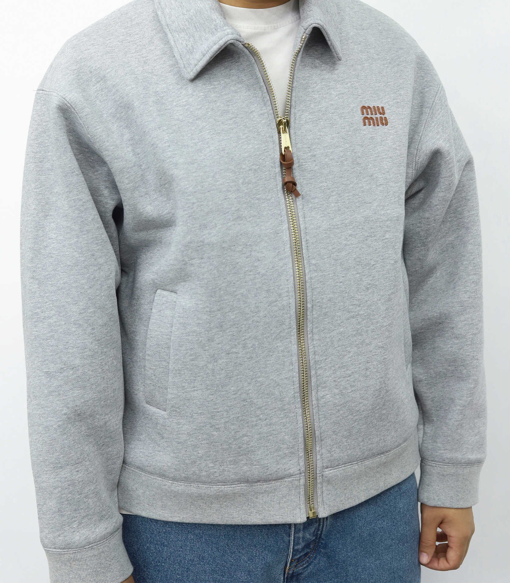 MiuMiu领子拉链外套 灰色