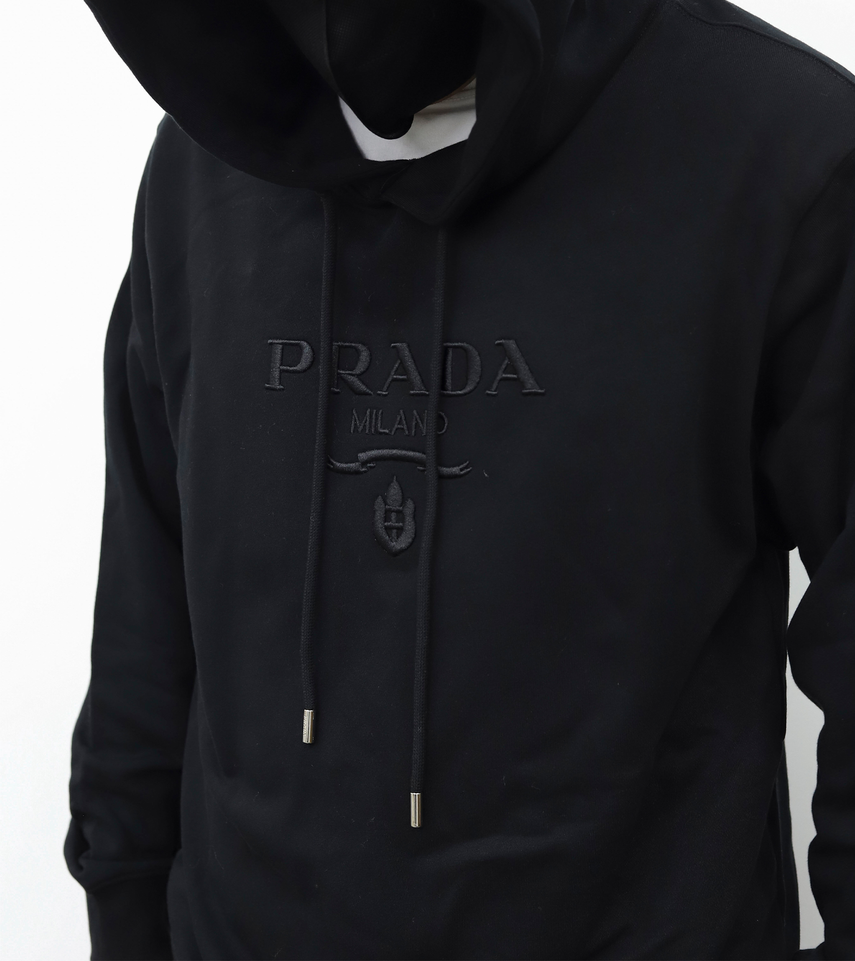 PRADA连帽抽绳卫衣 黑色