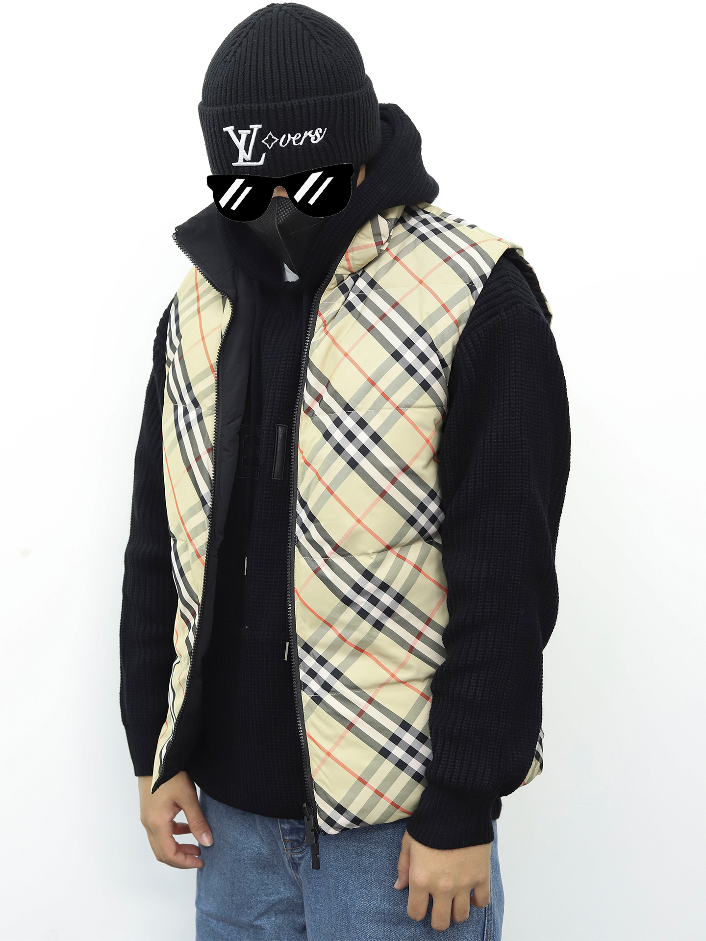 BBR两面穿羽绒马甲 格子