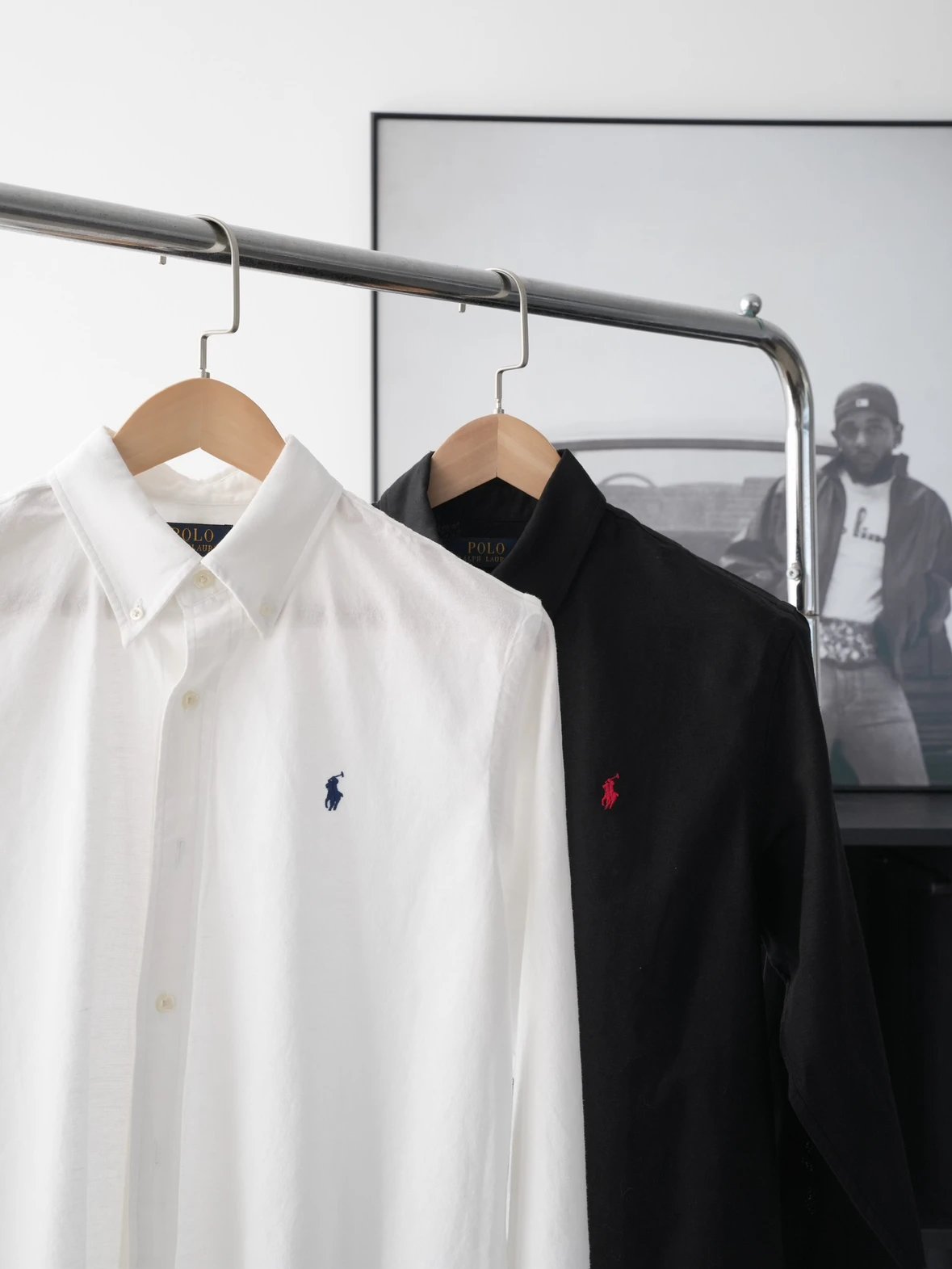 Item ID 8224 Ralph SS25 pony logo embroidered long sleeved cotton linen shirt - bla