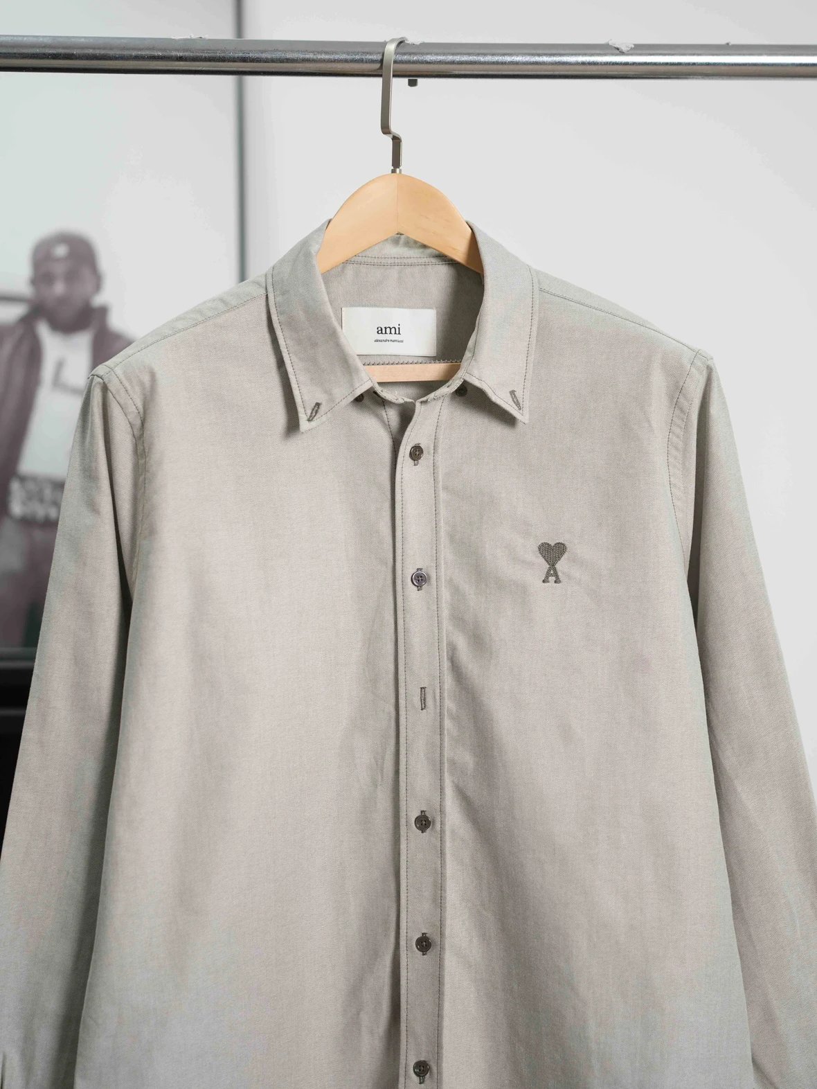 Item ID 8210 AMI Love Embroidered Cotton Solid Color Long Sleeve Shirt for Men and