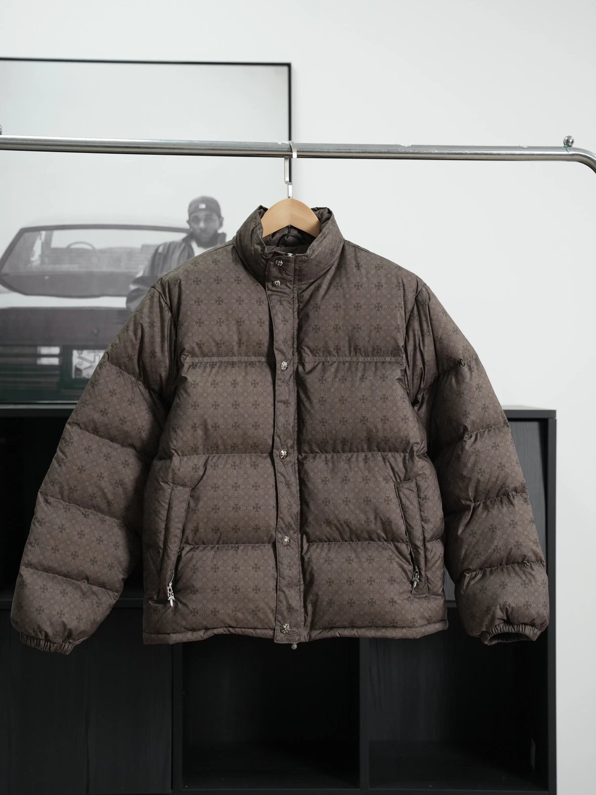 Item ID 8110 Crow heart CH full print logo“90 white duck down ”“ Exclusive distress