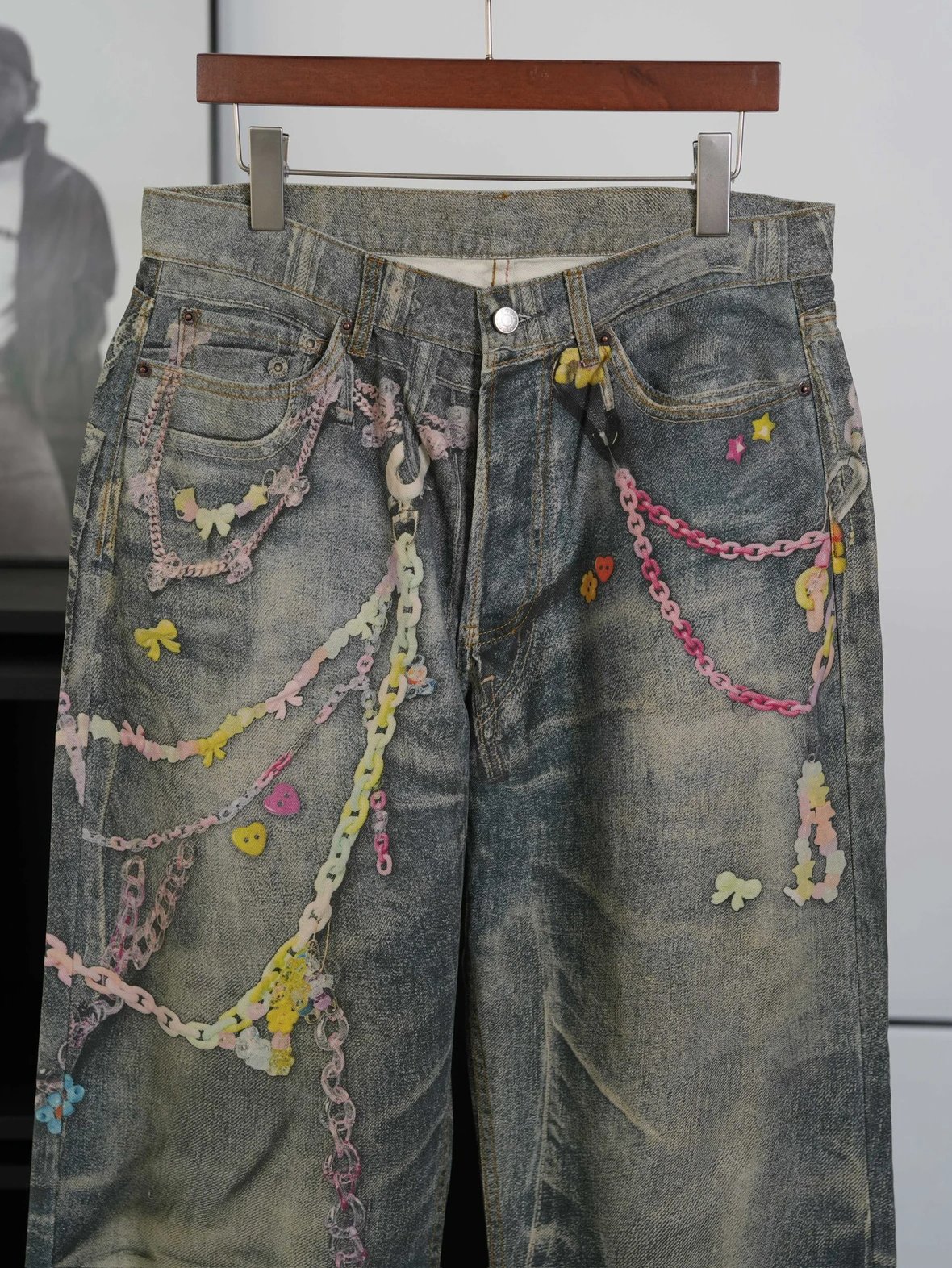 Item ID 8338 Acne-Studios-SS25 candy chain 3D printed jeans -“ full color 3D Conley