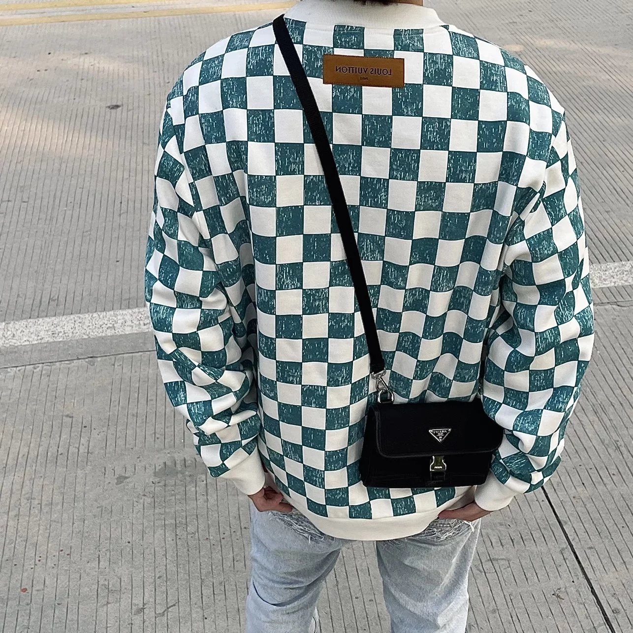 Item ID 8506 Prad Nylon Leather Phone Bag (Tested to hold 2 Max models - with card