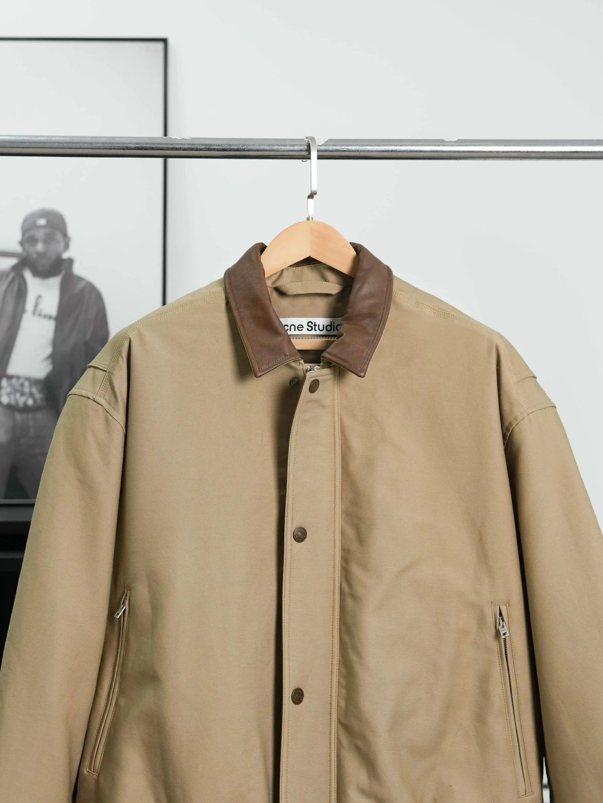 Item ID 8008 Acne-“ Leather collar ”SS25 Solid color pocket zipper snap button jack