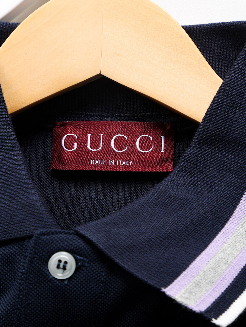 Item ID 8313 GUCC1-GC-2024Ss-Basic striped collar polo shirt - High setting bead co