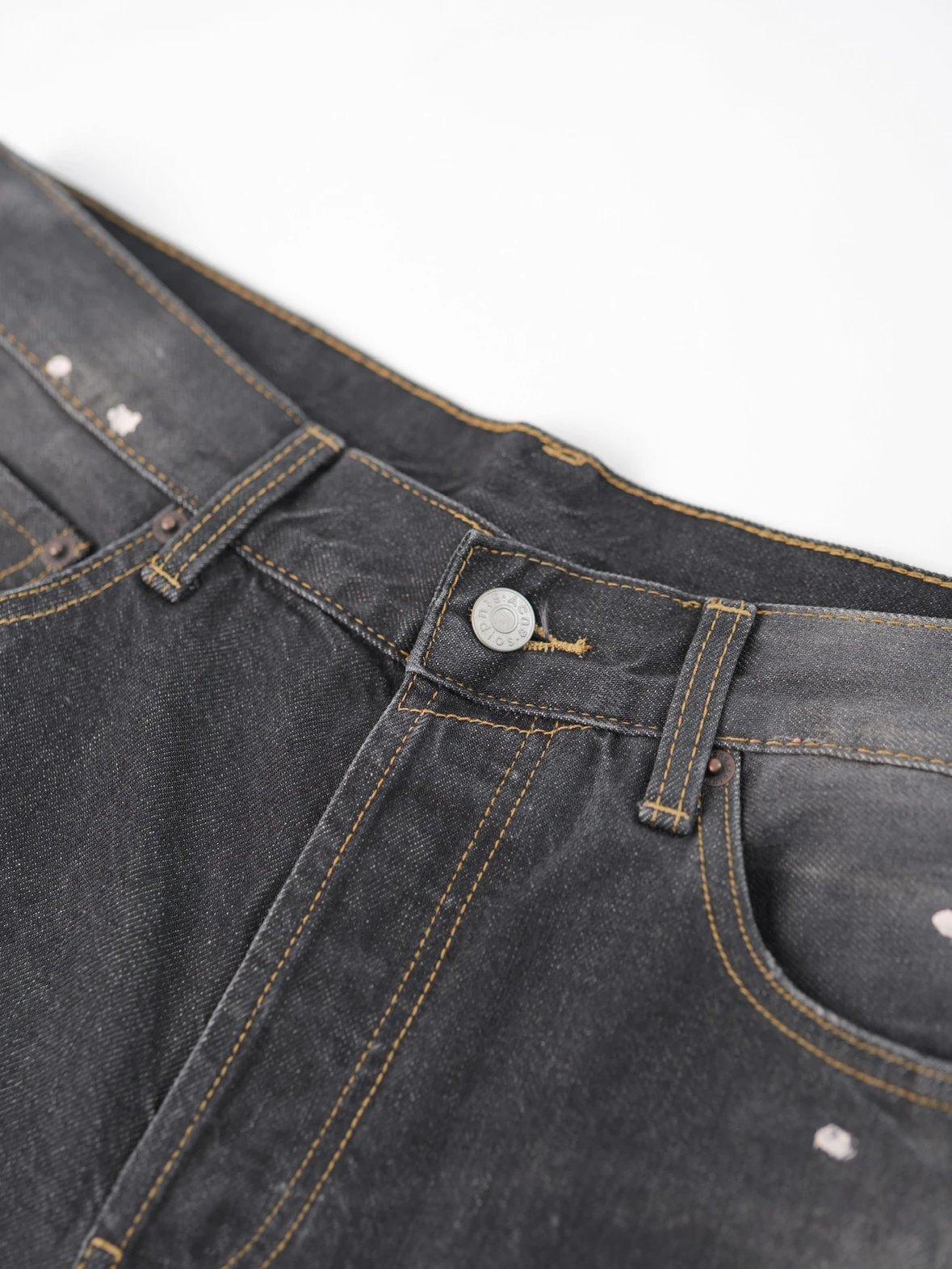 Item ID 8336 Acne Studios SS25-2006F Ink Splashed Loose Low Waist Wide Leg Ultra Lo