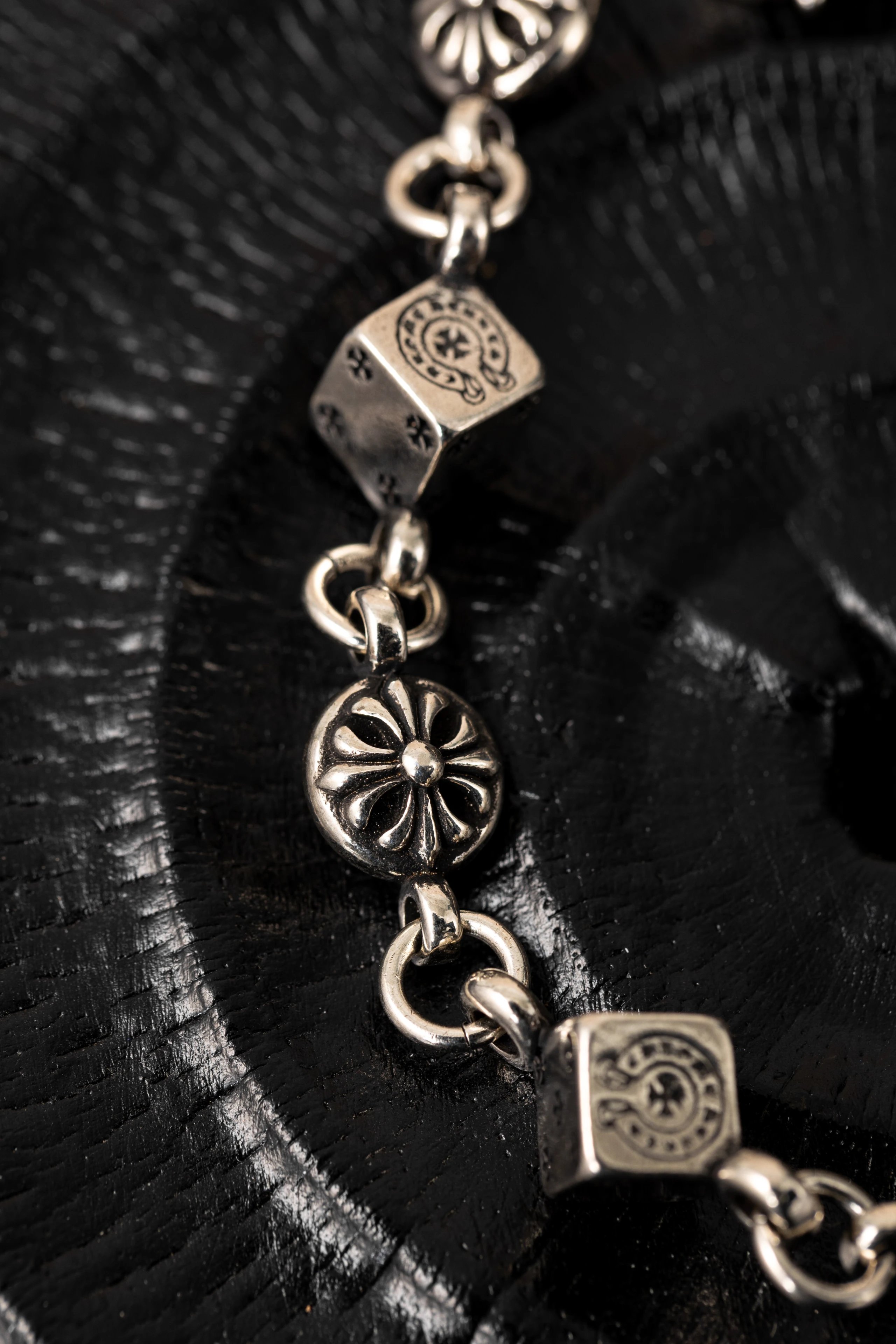 Item ID 8375 Chrome-Hearts- Crow heart - Cross dice bracelet -925 silver - Crow Hea