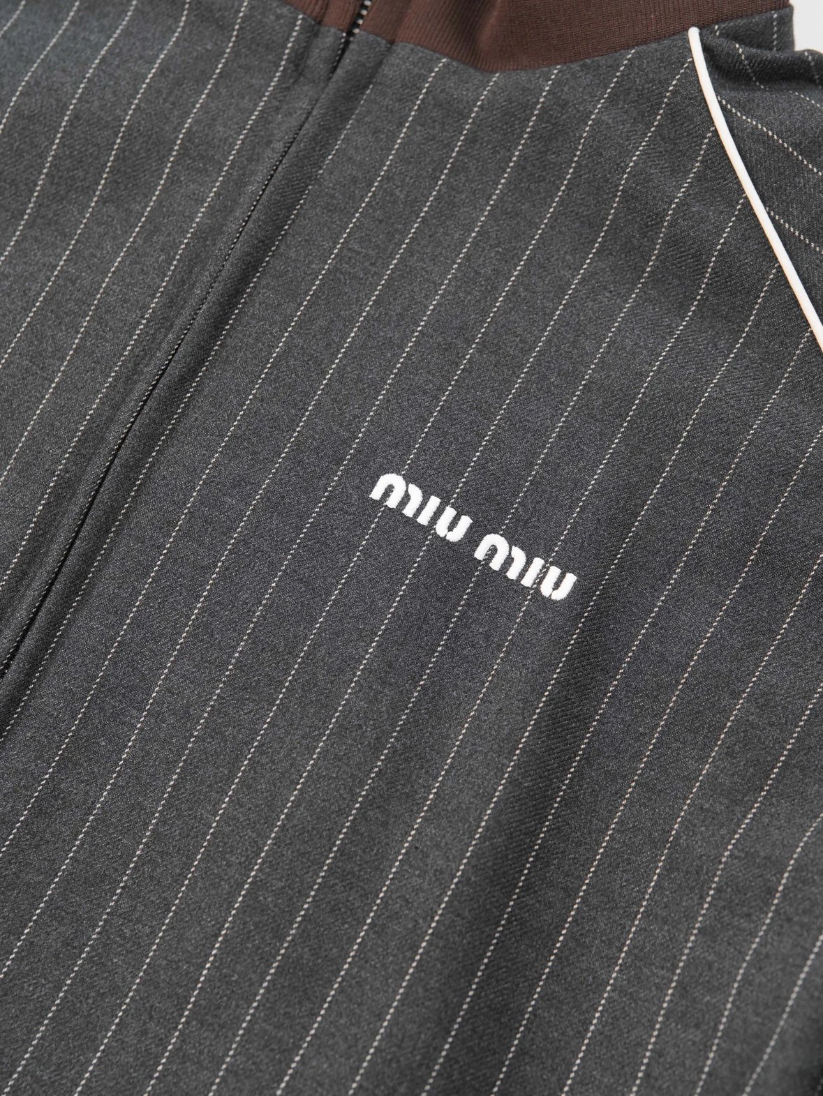 Item ID 8045 Miu Miu “100% cotton wool ”FW25 Qixi series striped zipper stand colla