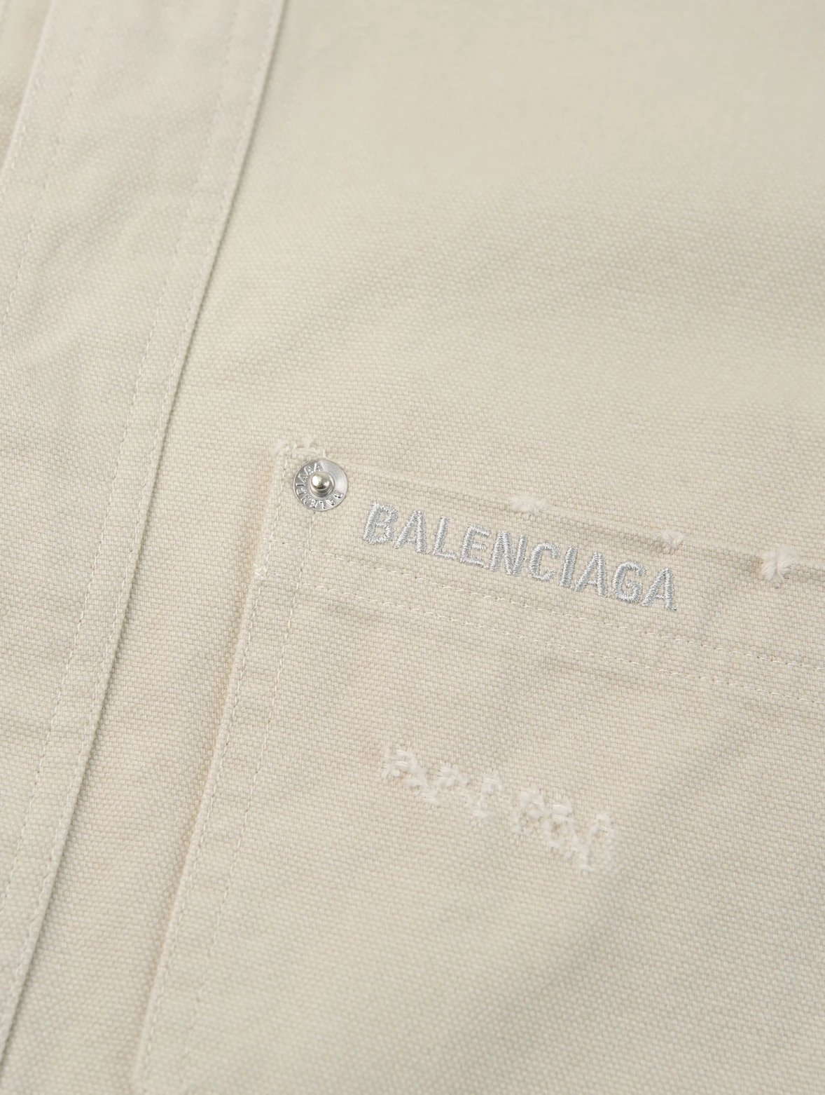 Item ID 8052 Paris washed distressed embroidered logo workwear jacket with loose fi