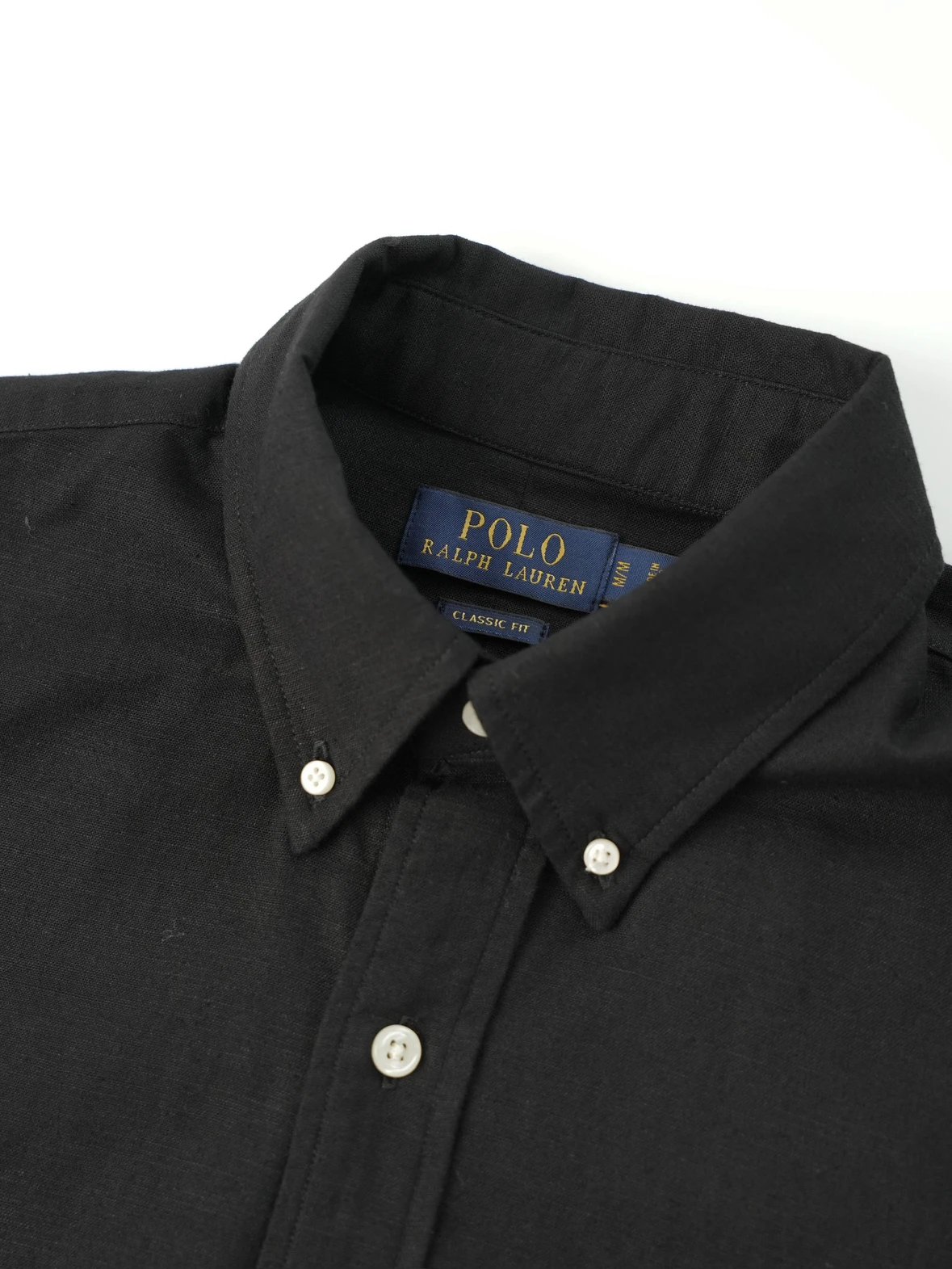 Item ID 8224 Ralph SS25 pony logo embroidered long sleeved cotton linen shirt - bla