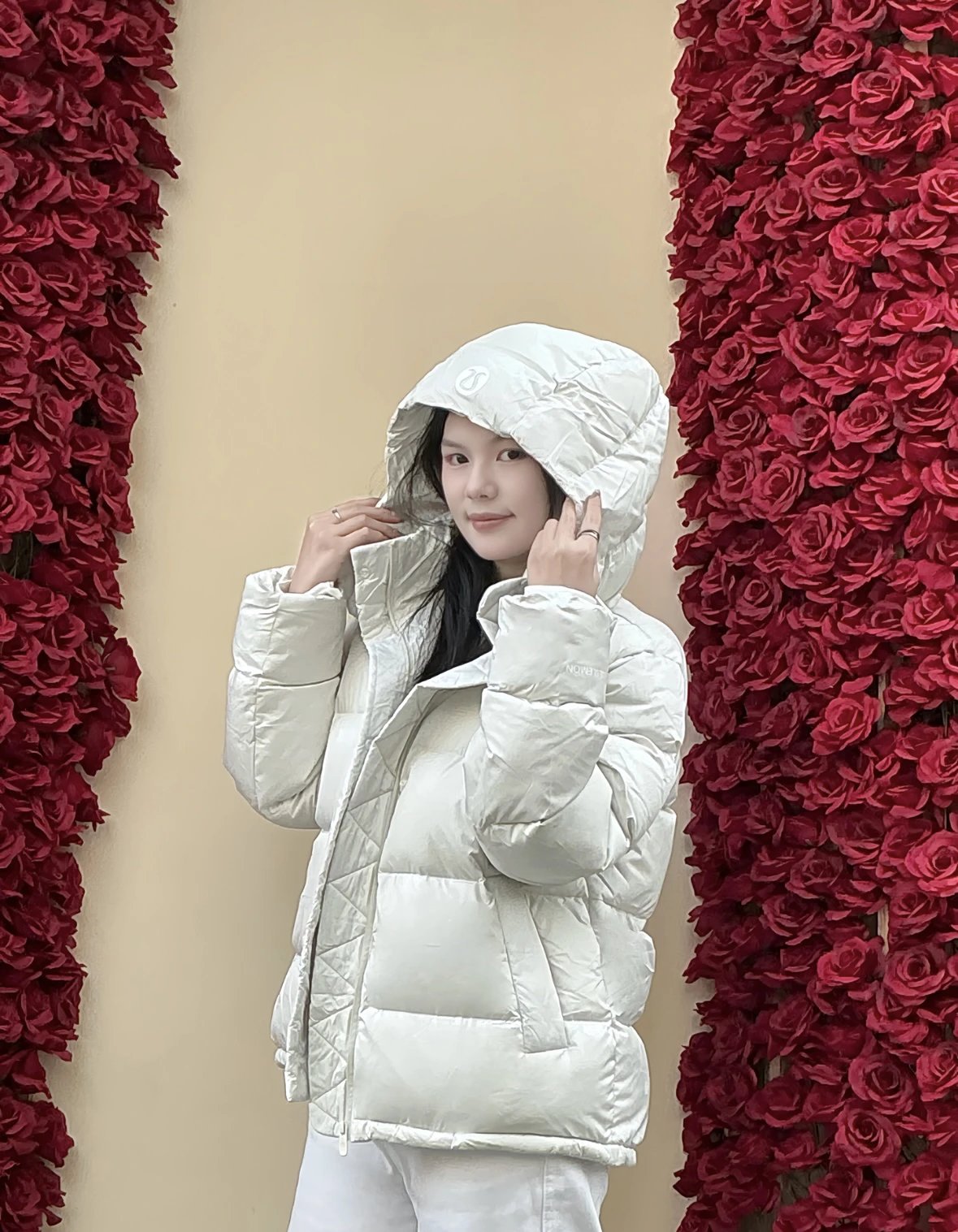 Item ID 8120 Lulu UnderwPuff Series -600 Puff Down Coat - Tri Color - Rice White -