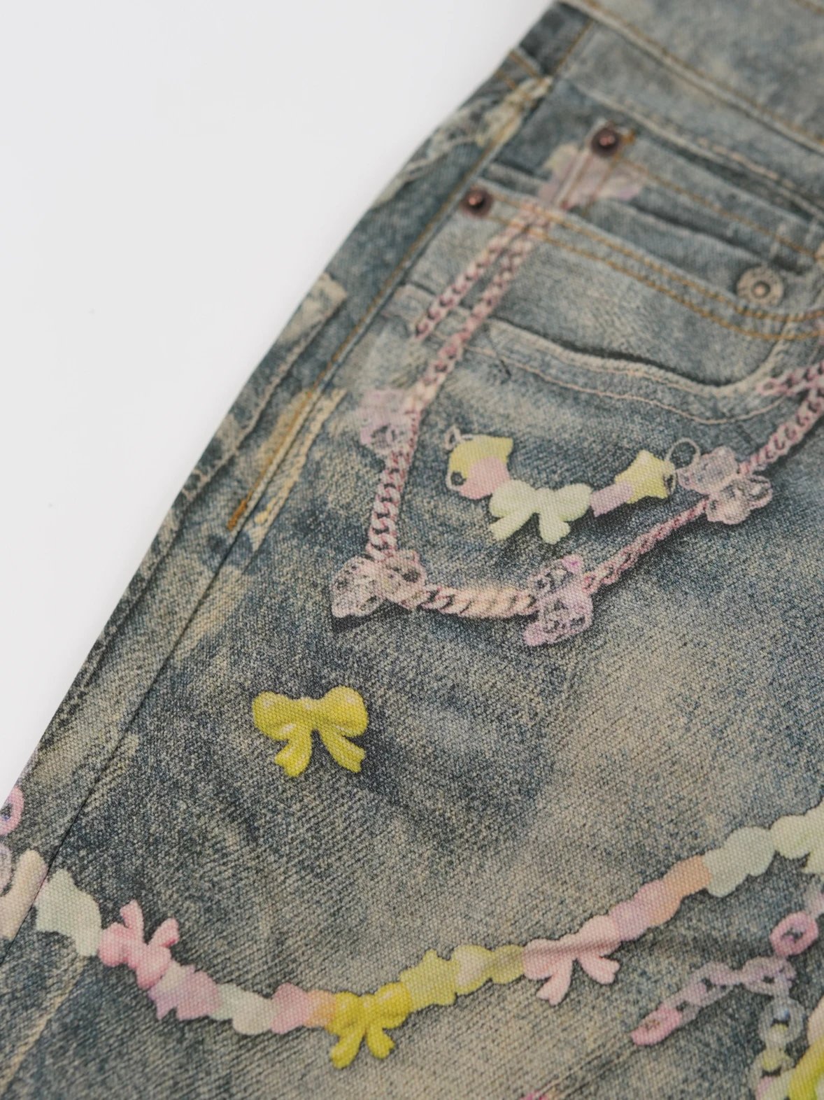 Item ID 8338 Acne-Studios-SS25 candy chain 3D printed jeans -“ full color 3D Conley