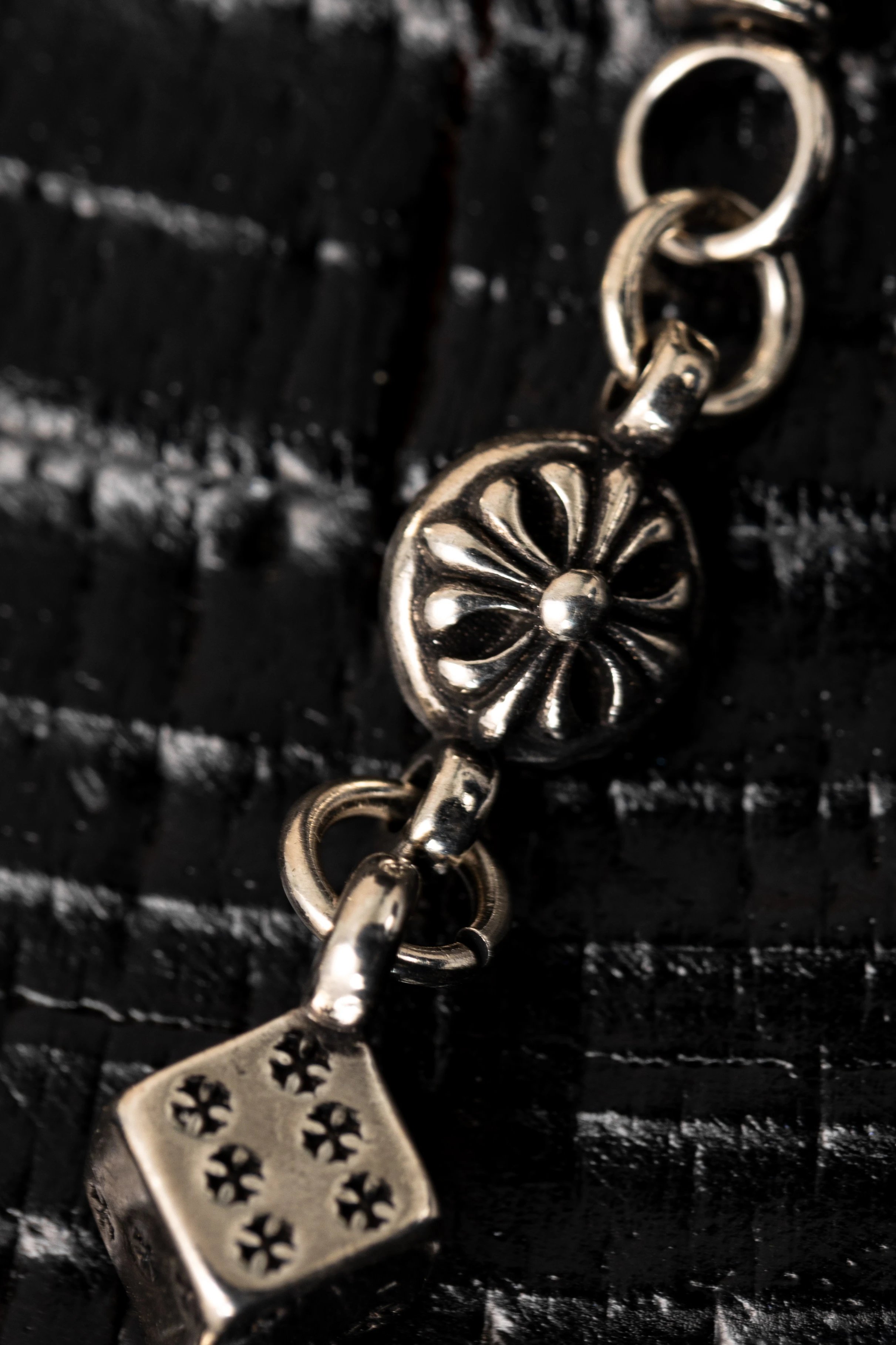 Item ID 8375 Chrome-Hearts- Crow heart - Cross dice bracelet -925 silver - Crow Hea