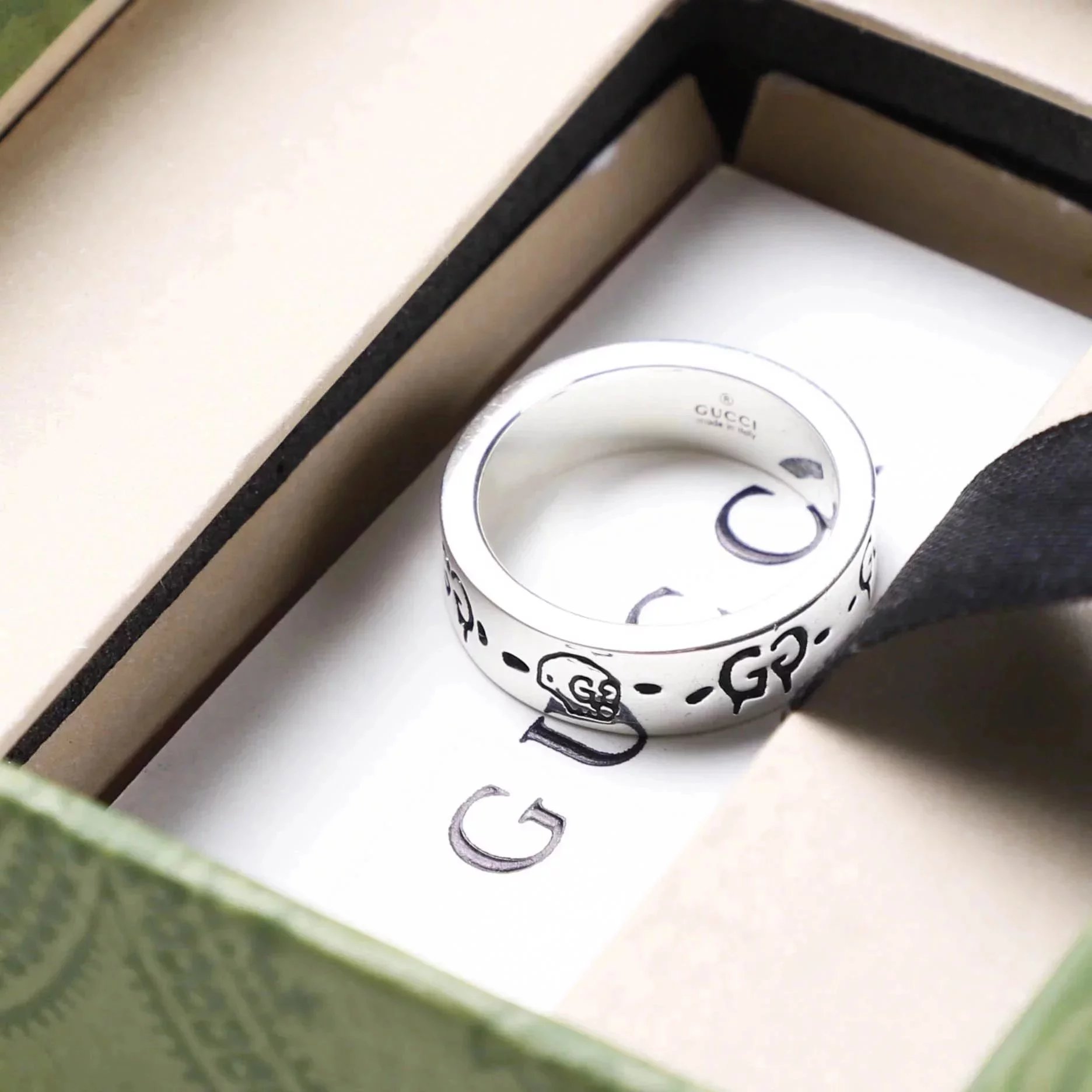 Item ID 8377 Couple's rings GC-Ghost- pair G skull sterling silver 925 Silver Stain