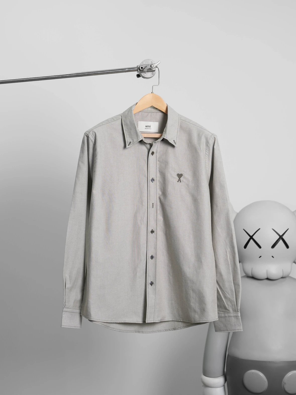 Item ID 8210 AMI Love Embroidered Cotton Solid Color Long Sleeve Shirt for Men and