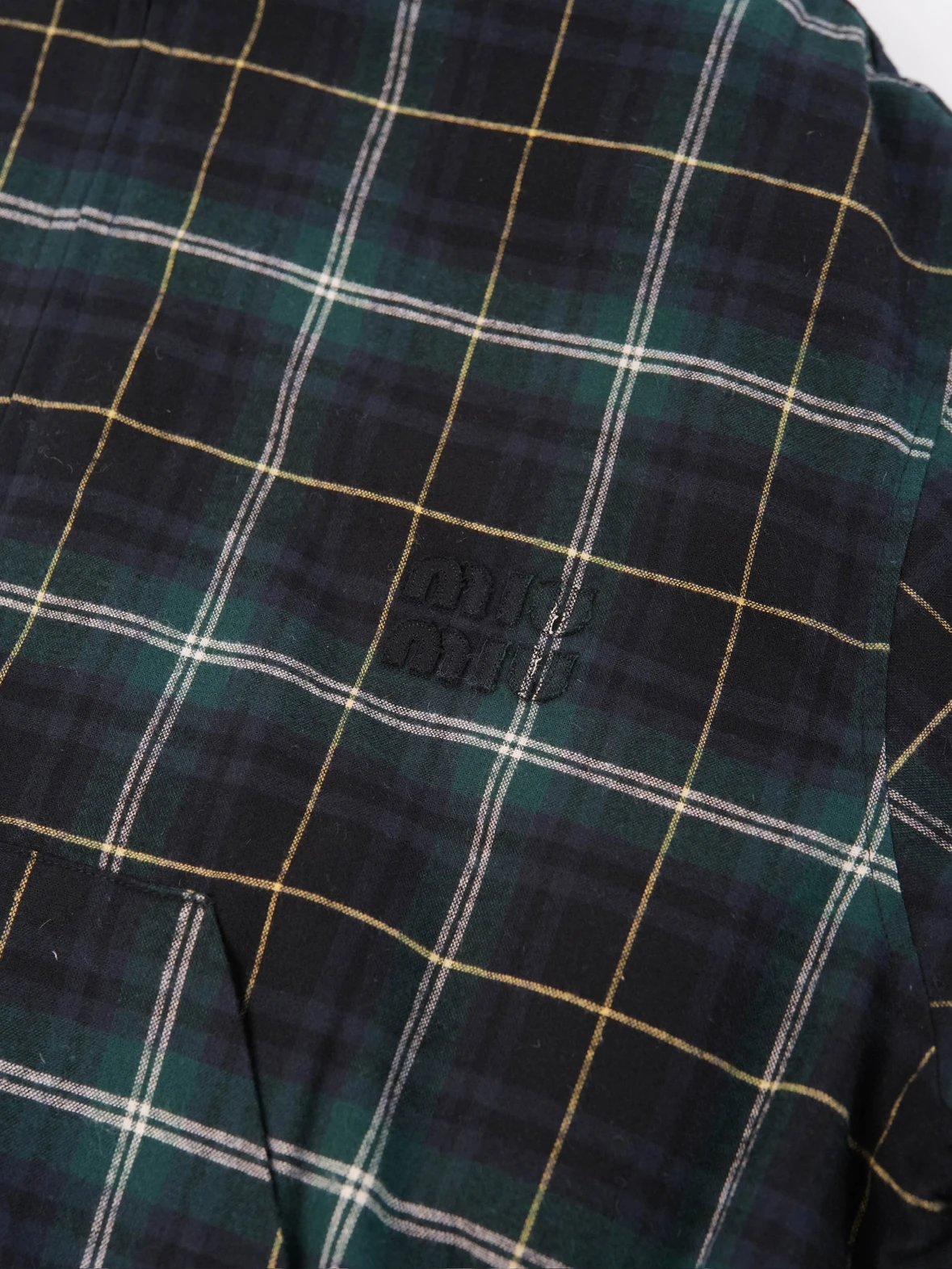 Item ID 8127 M1UM1U Miu Miu plaid cotton coat - Button cuffs patch pocket jacket -