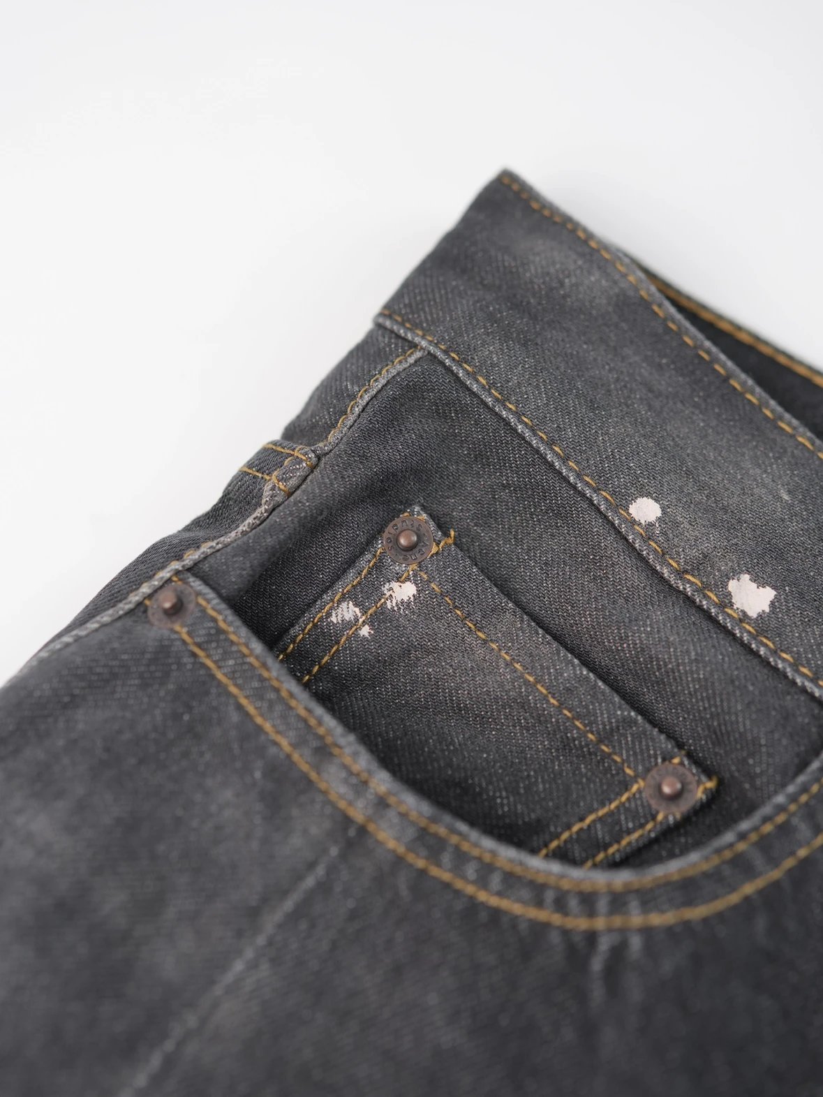 Item ID 8336 Acne Studios SS25-2006F Ink Splashed Loose Low Waist Wide Leg Ultra Lo