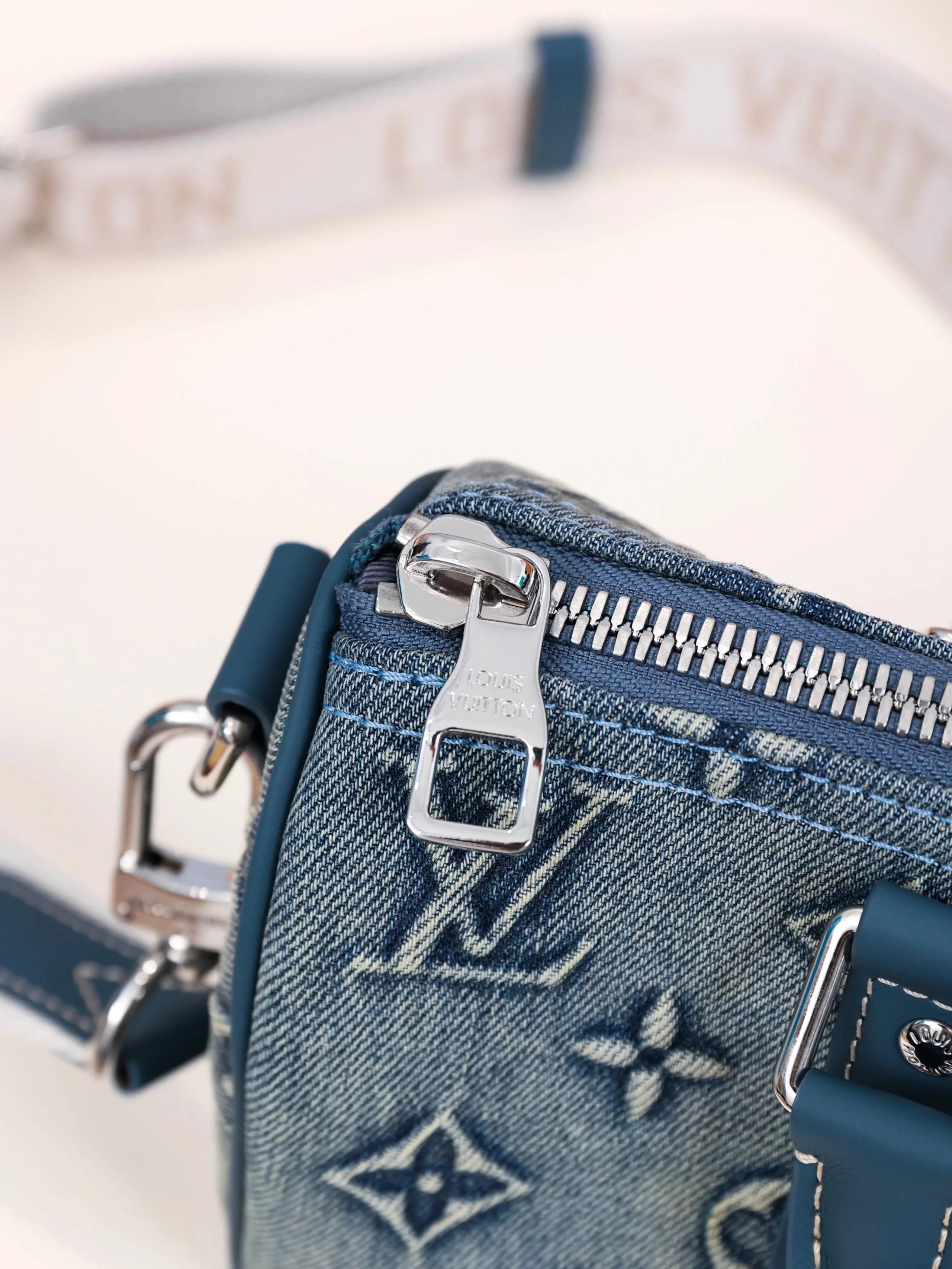 Item ID 8426 Advanced Customization - Kepall 25- Washed Blue Denim Canvas Bag - Sma