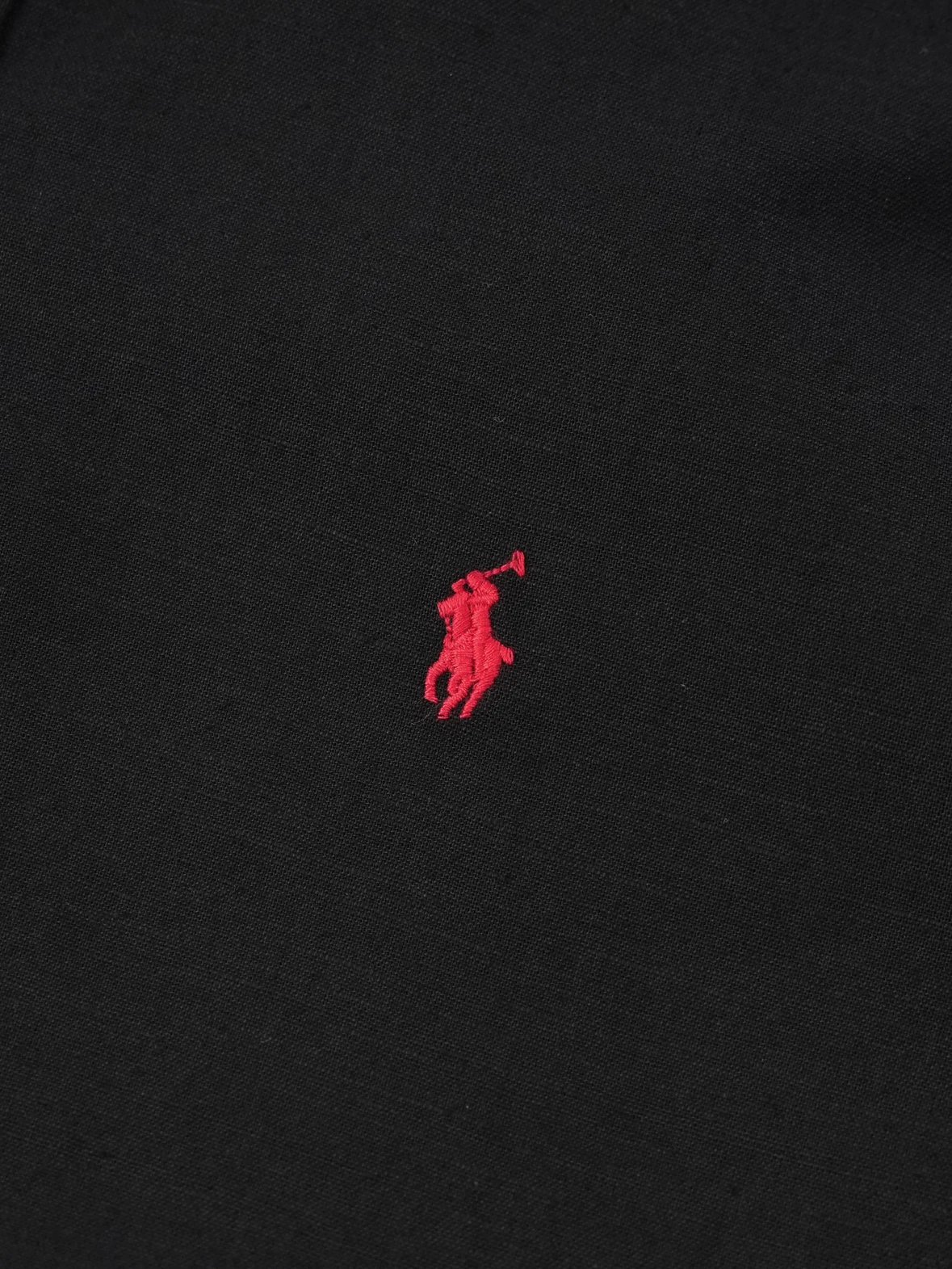 Item ID 8224 Ralph SS25 pony logo embroidered long sleeved cotton linen shirt - bla