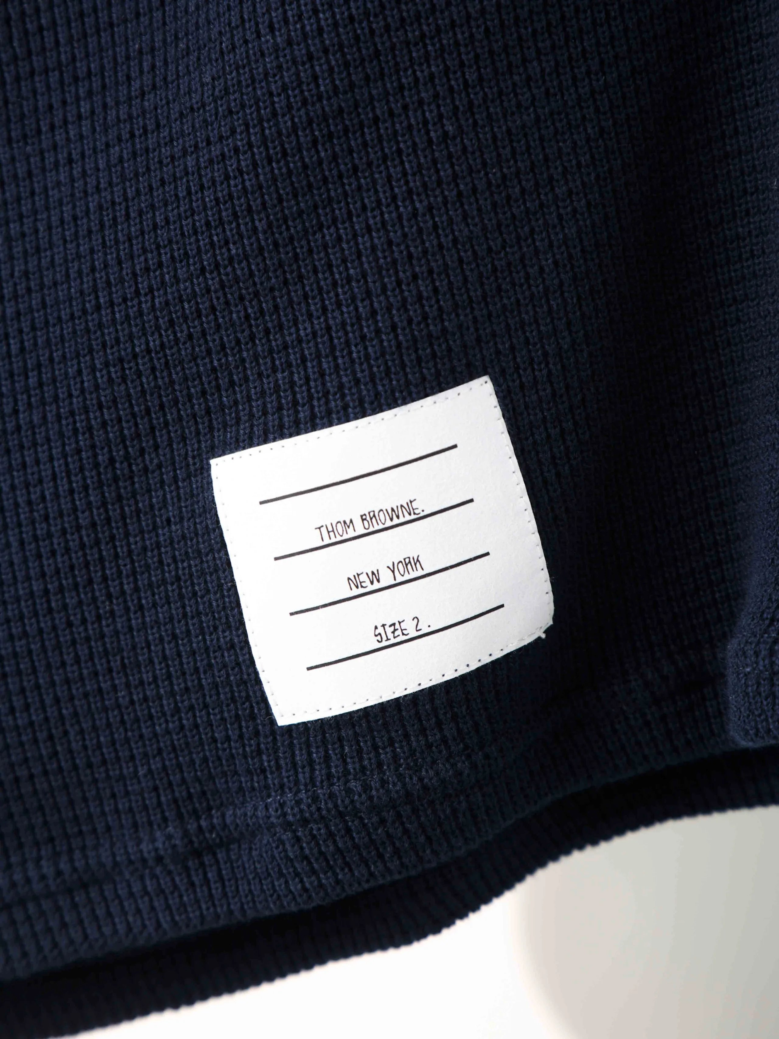 Item ID 8244 THOM-BR0WNE - _Waffle_ TB Shorts - Cotton Texture Casual Shorts - Navy