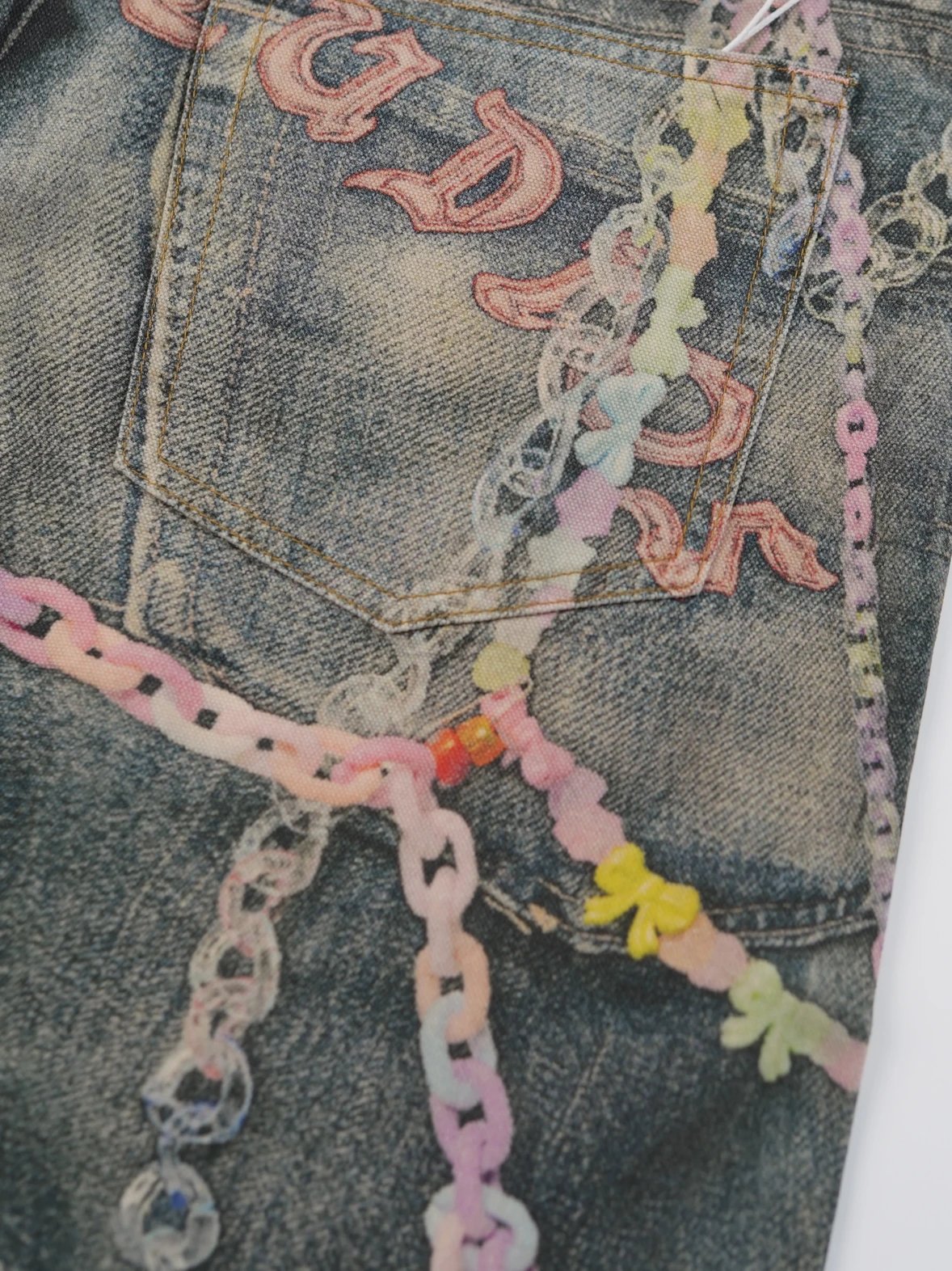 Item ID 8338 Acne-Studios-SS25 candy chain 3D printed jeans -“ full color 3D Conley