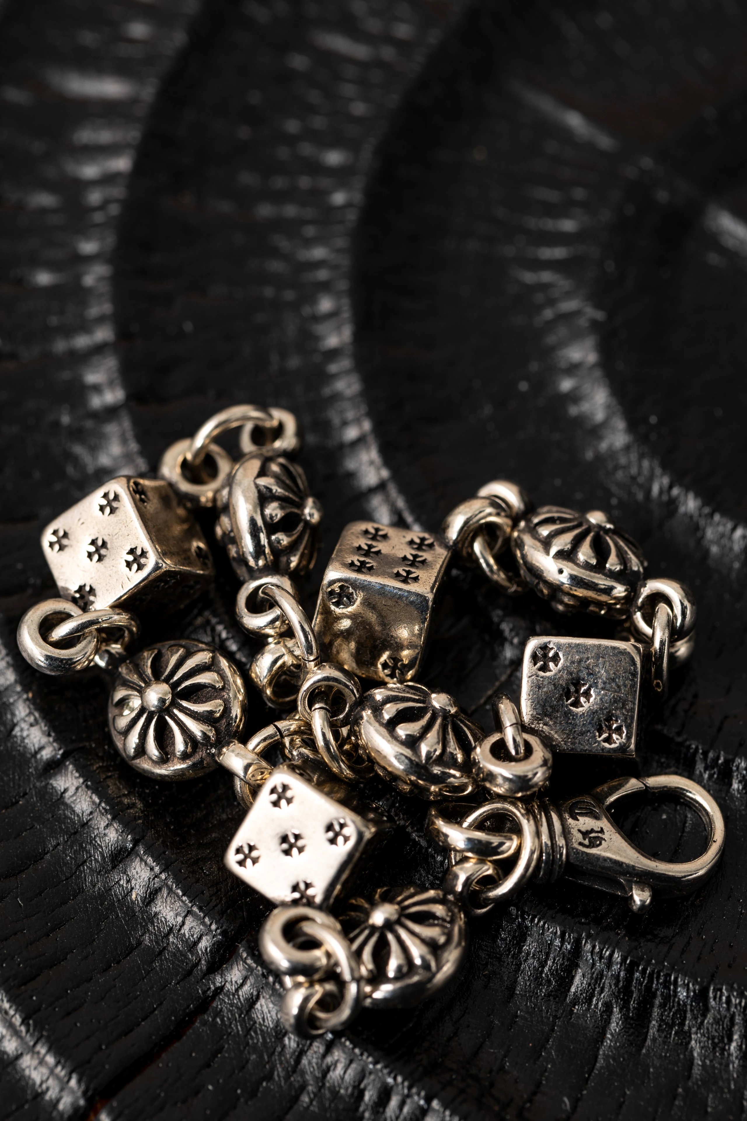 Item ID 8375 Chrome-Hearts- Crow heart - Cross dice bracelet -925 silver - Crow Hea